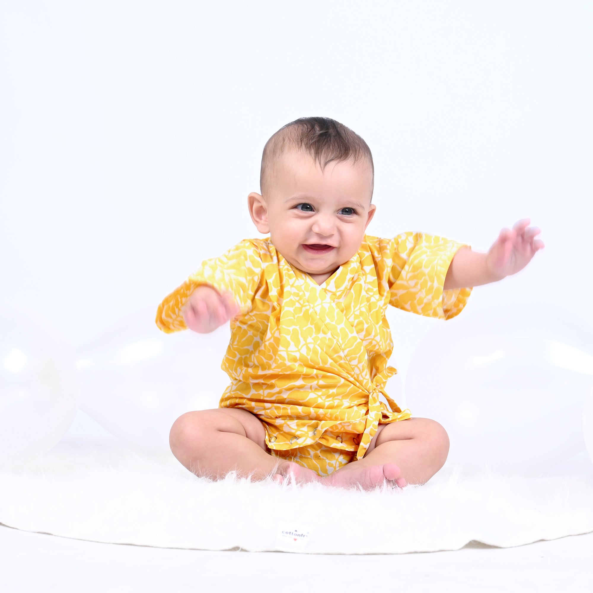 YOLK YELLOW FERN KIMONO ONESIE