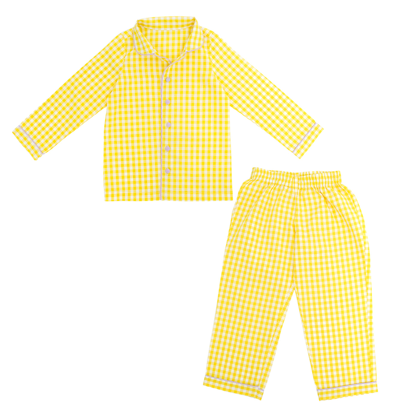 COTTON NIGHT SUIT - YELLOW GINGHAM | SLEEPWEAR | TULO BABY