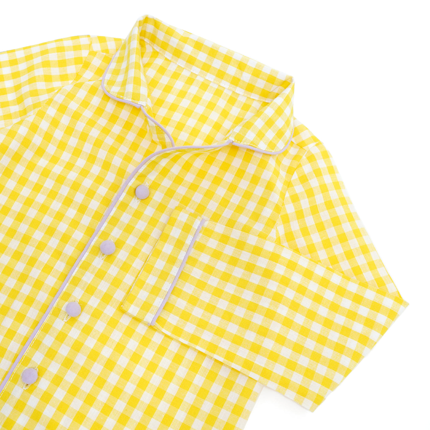 COTTON NIGHT SUIT - YELLOW GINGHAM | SLEEPWEAR | TULO BABY