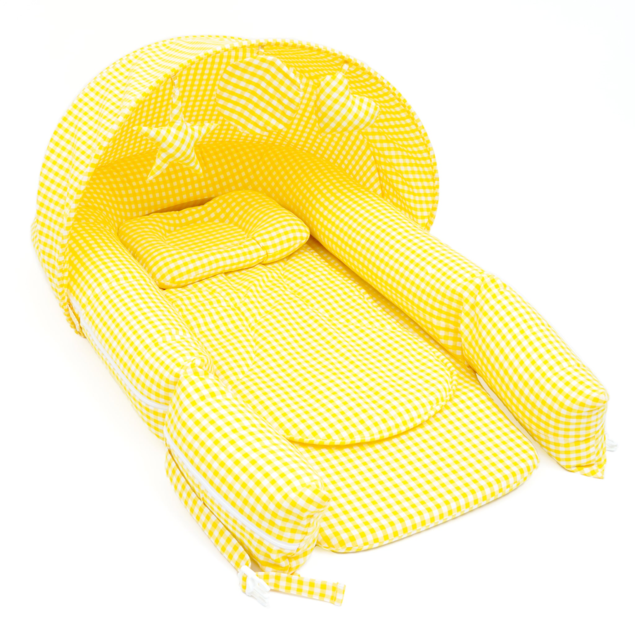 YELLOW GINGHAM NESTO PAD DONUT PILLOW