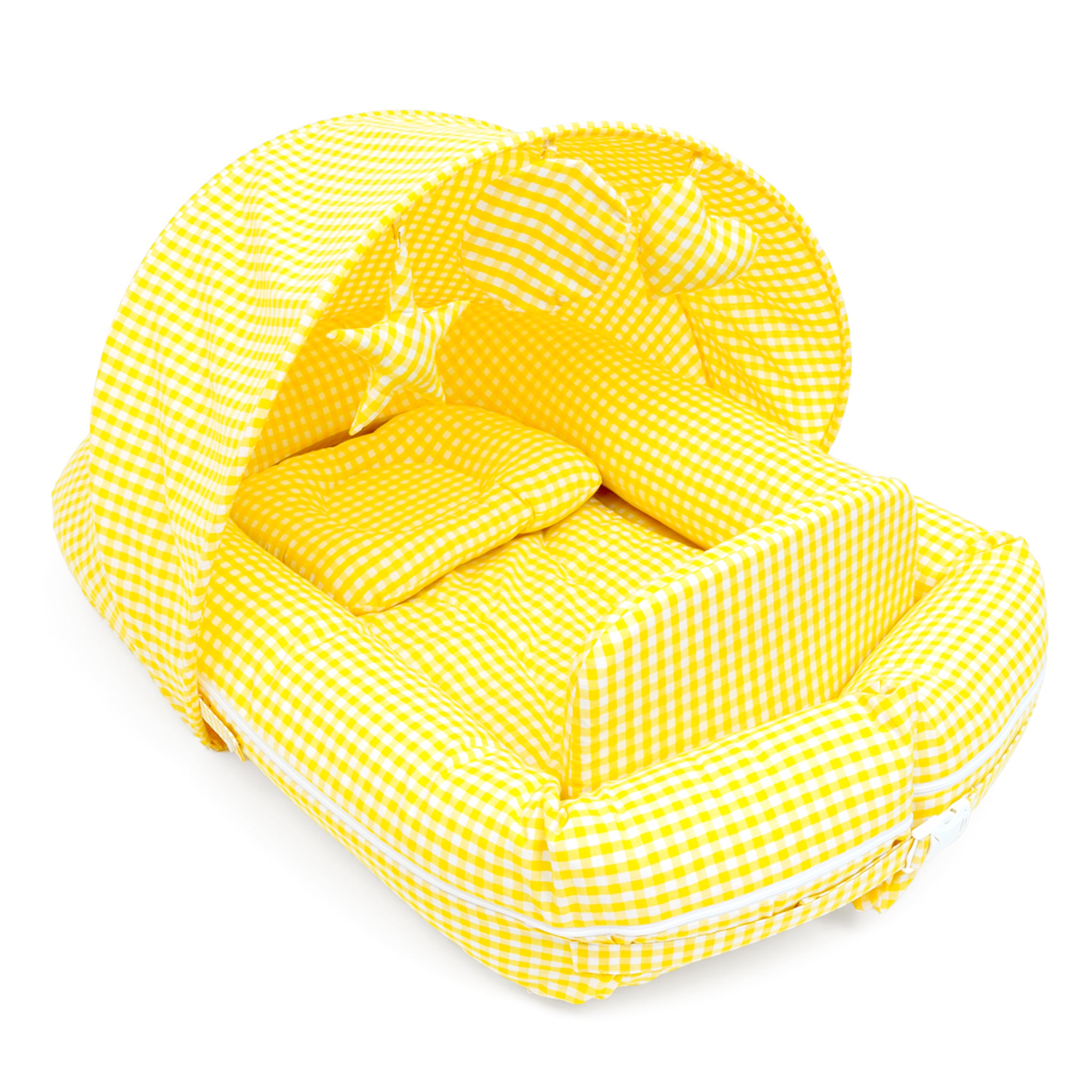YELLOW GINGHAM NESTO PAD DONUT PILLOW