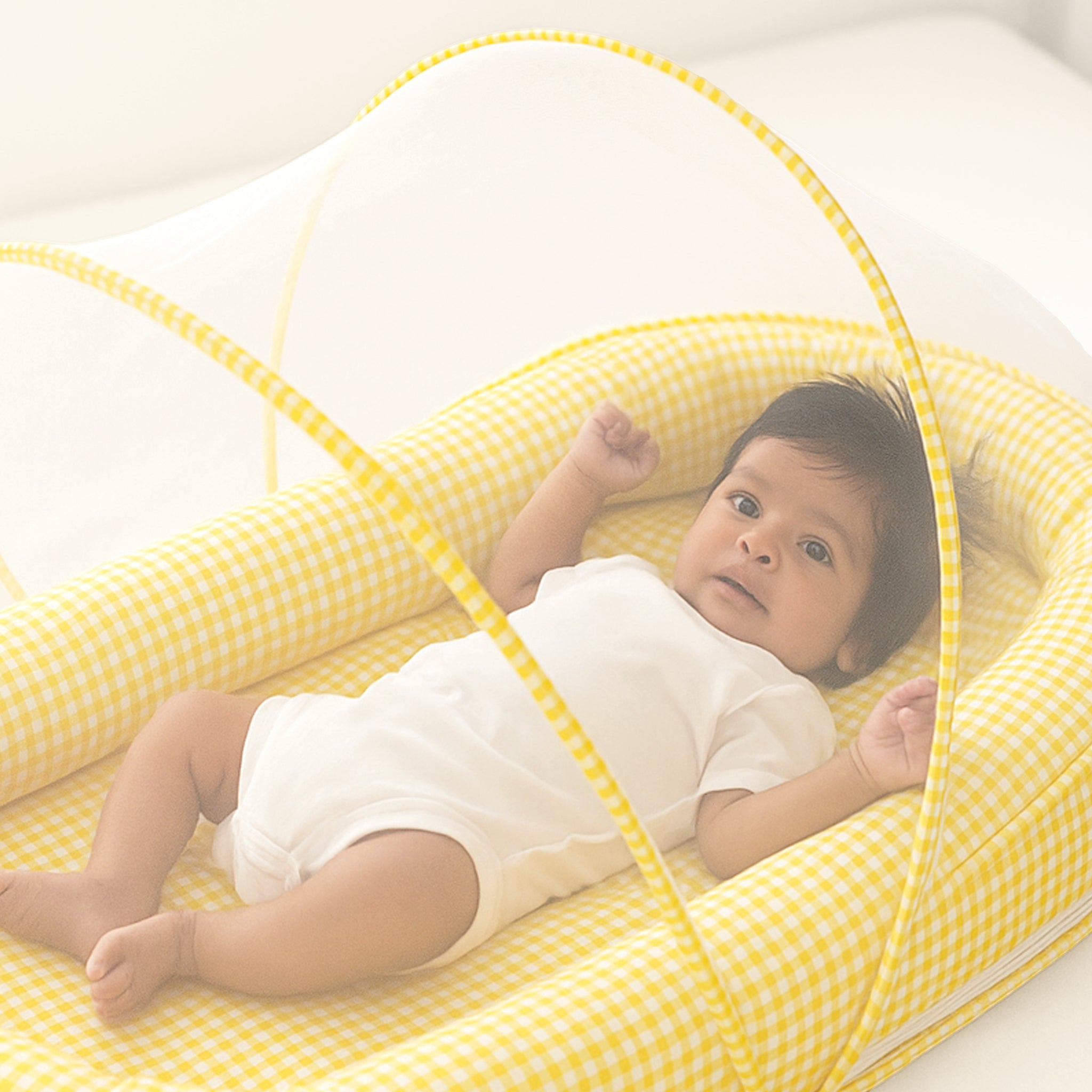 YELLOW GINGHAM NESTO PAD MOSQUITO NET