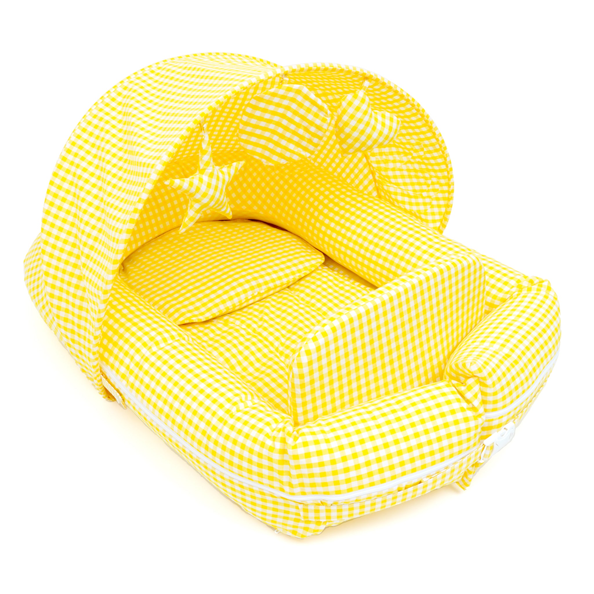 YELLOW GINGHAM NESTO PAD MUSTARD PILLOW