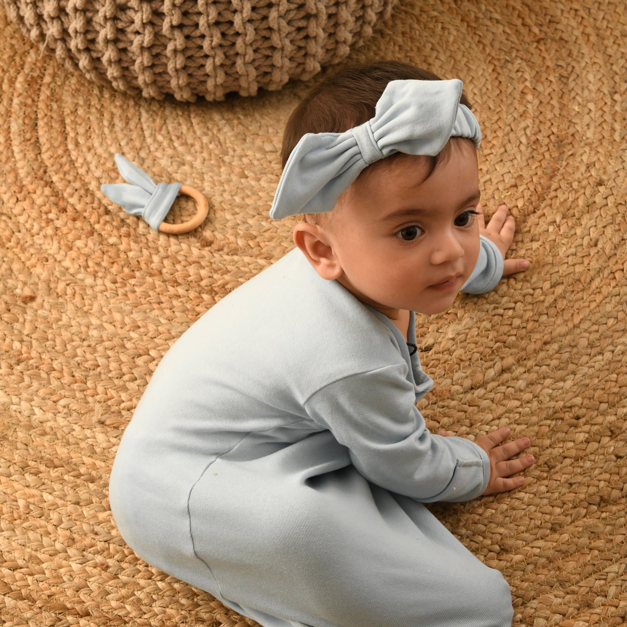 DUSK BLUE BOW HEADBAND