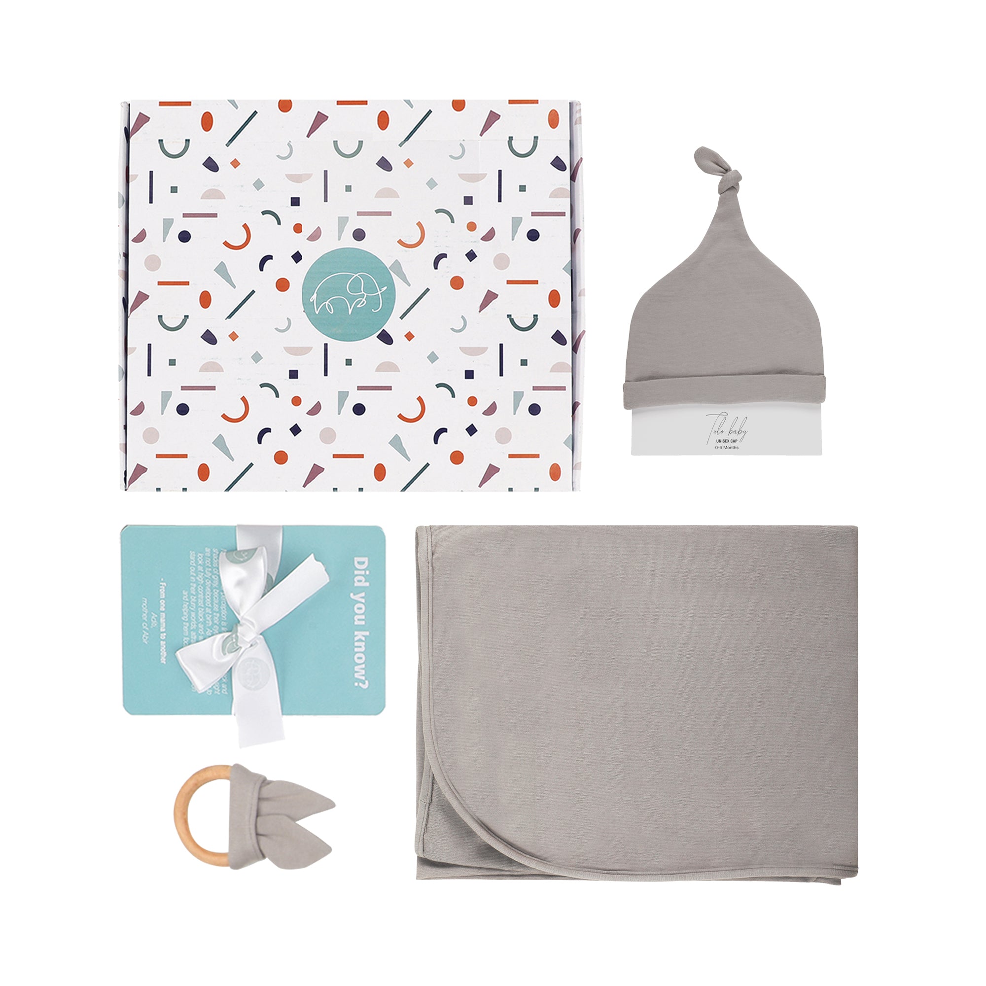 SMOKY GREY SWADDLE BLANKET GIFT BOX