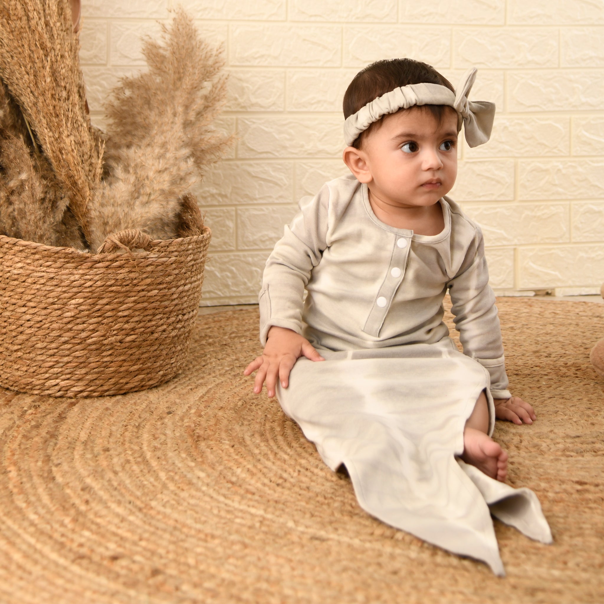 SMOKY GREY BOW HEADBAND