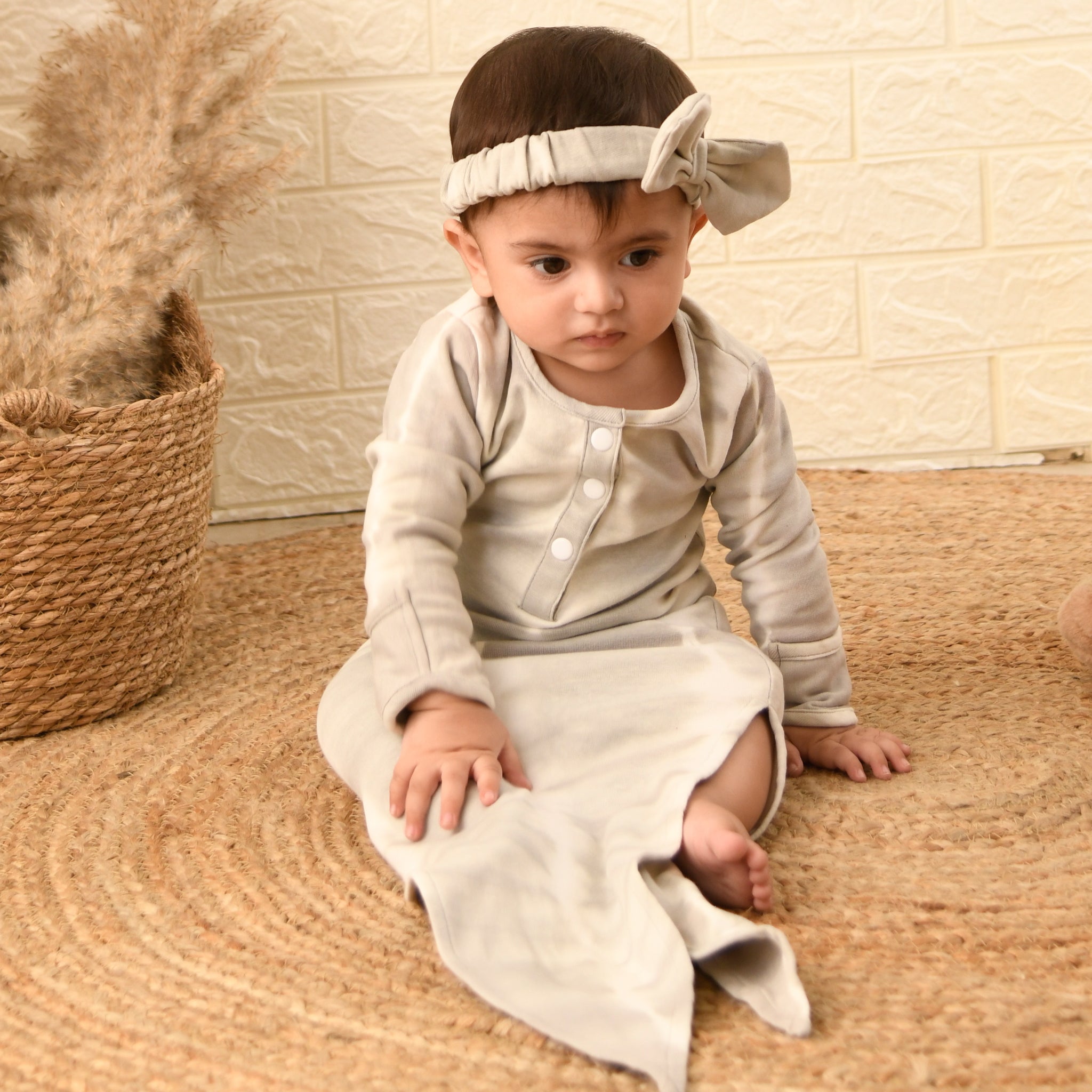 SMOKY GREY BOW HEADBAND