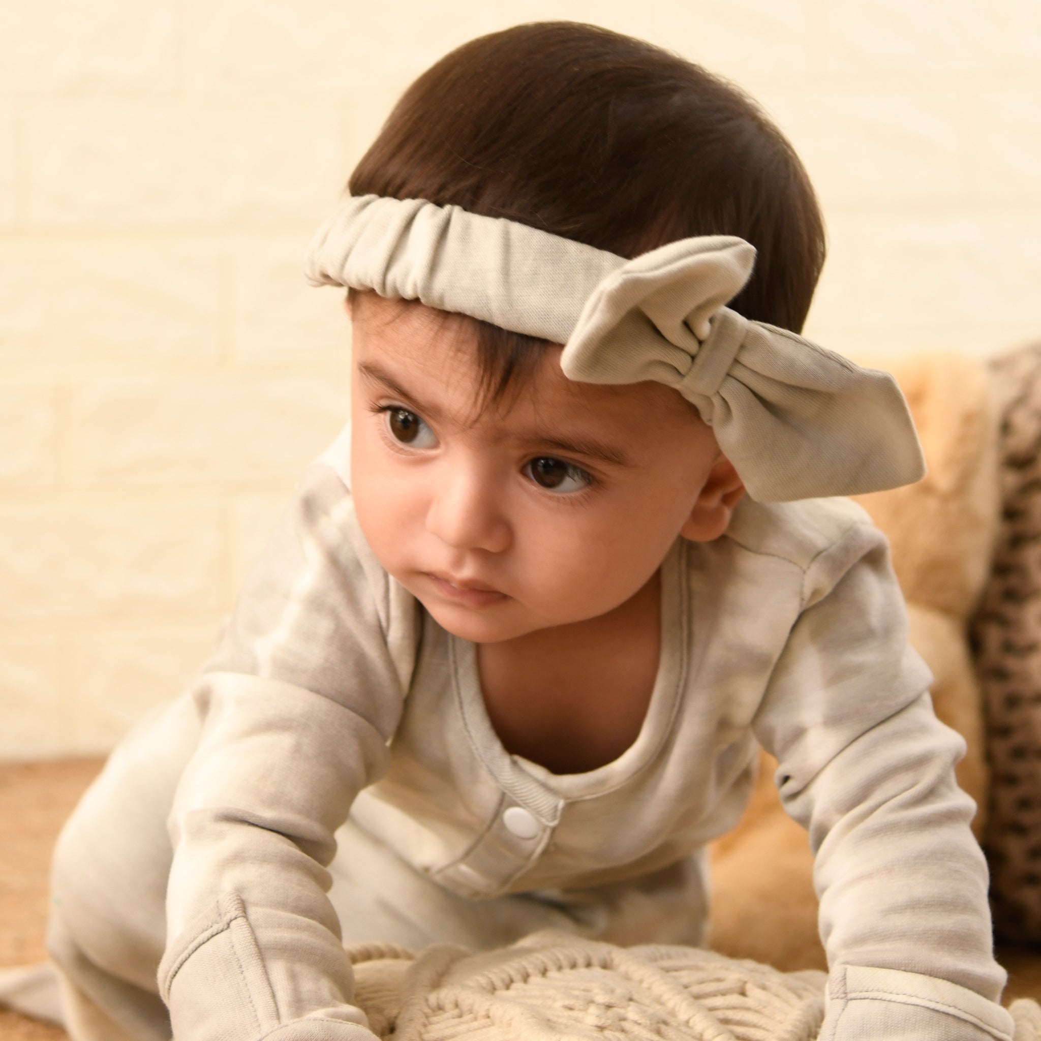 SMOKY GREY BOW HEADBAND