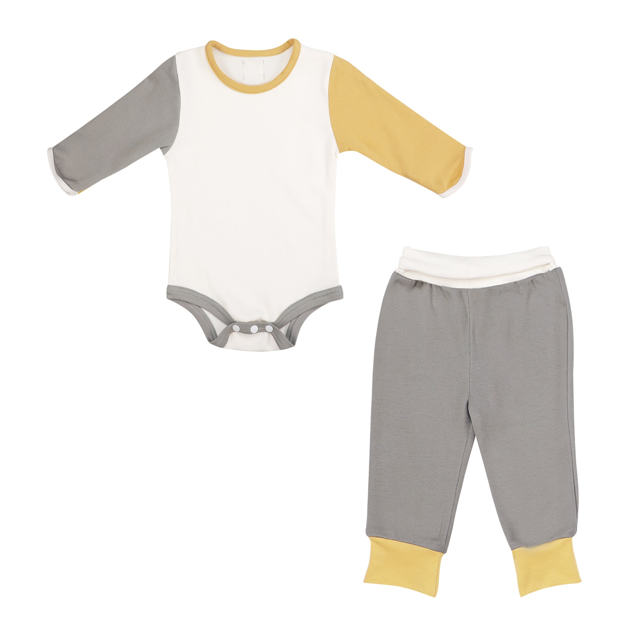 YELLOW GREY TWO PIECE SET