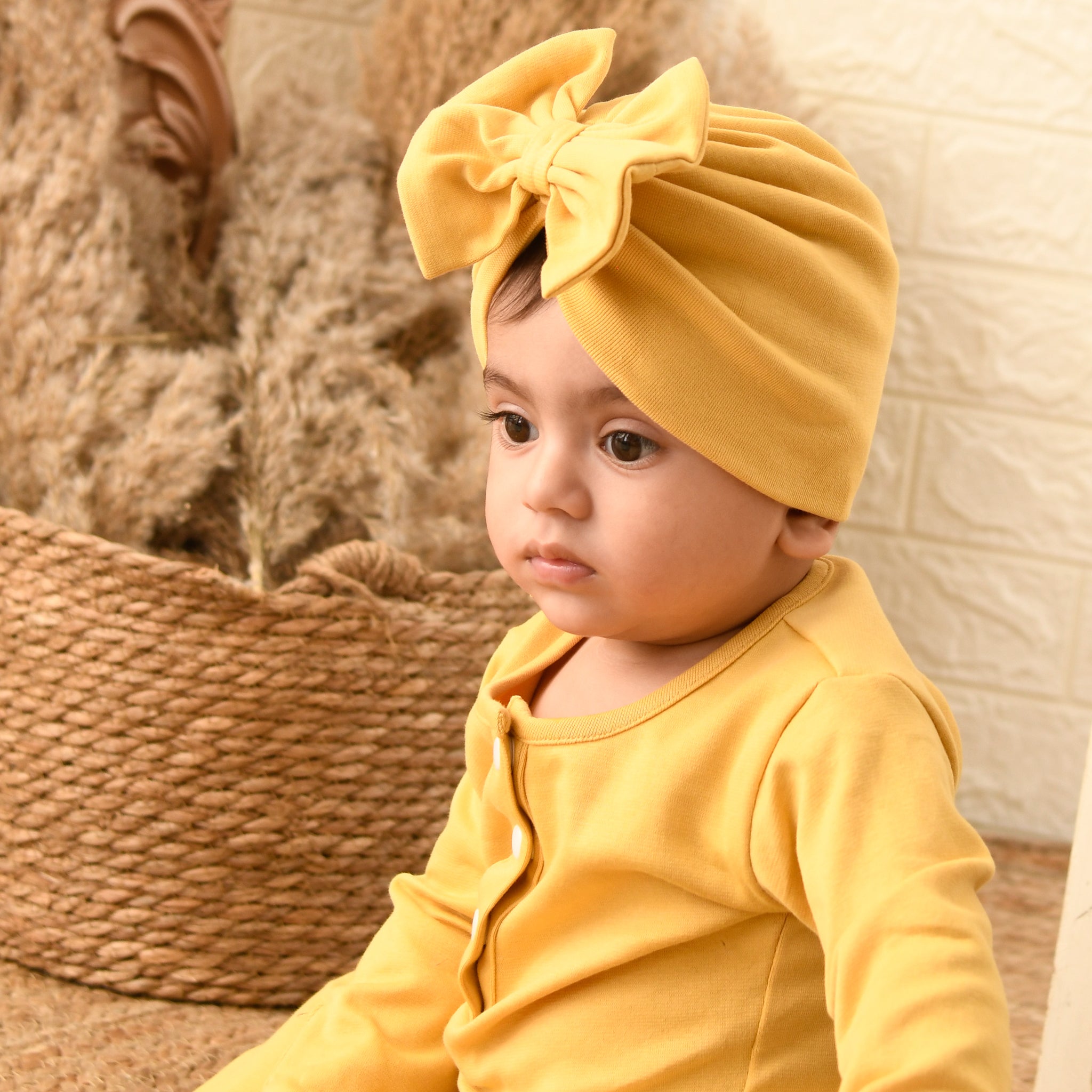 YOLK YELLOW BOW TURBAN