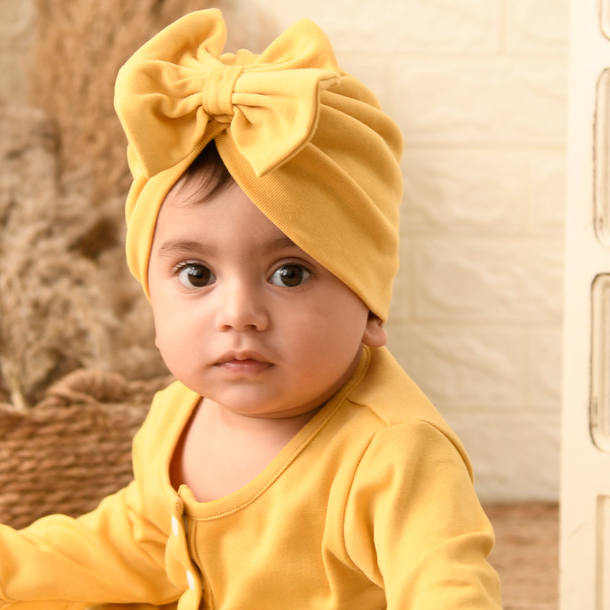 YOLK YELLOW BOW TURBAN
