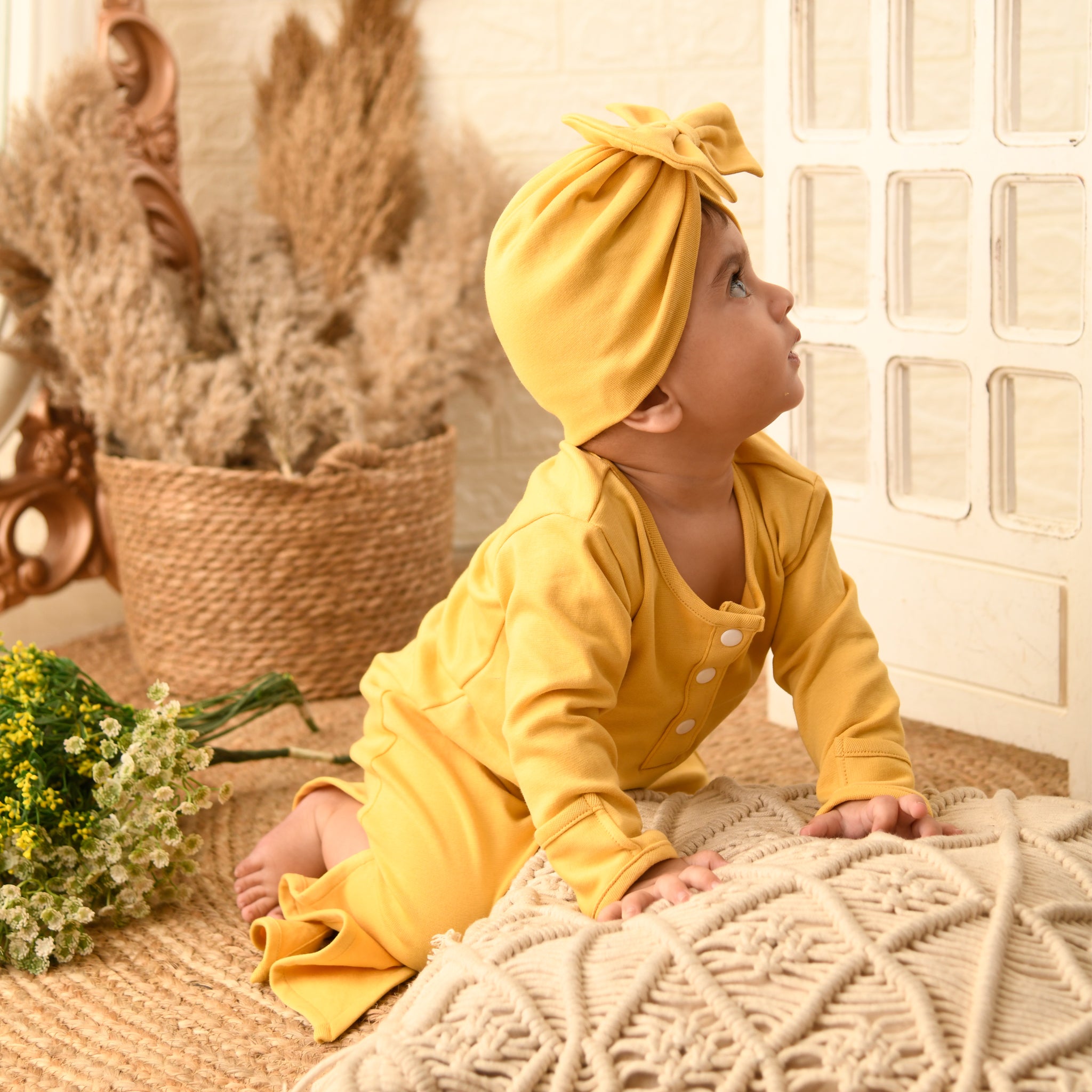 YOLK YELLOW BOW TURBAN