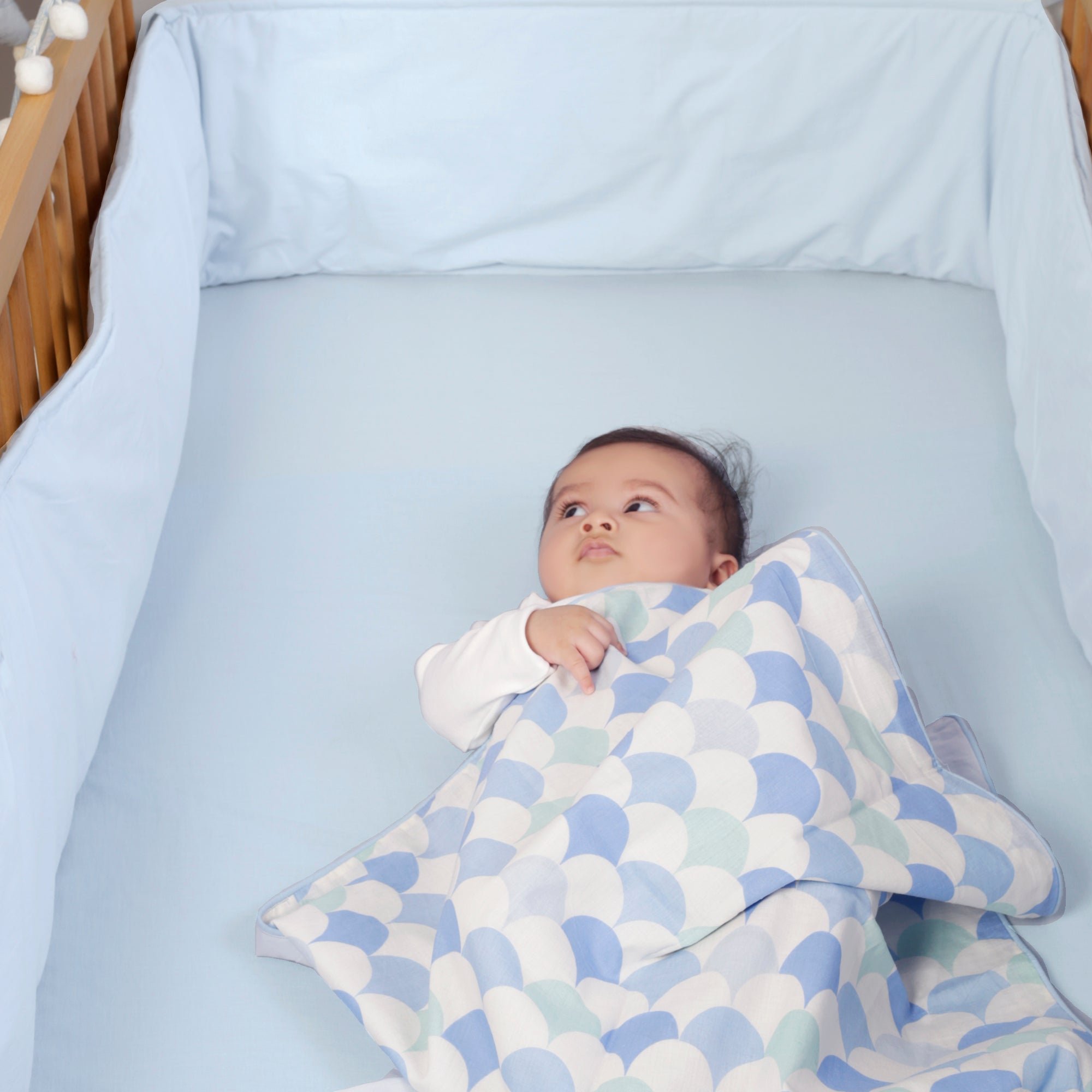 BABY BLUE FITTED CRIB SHEET - TULO BABY