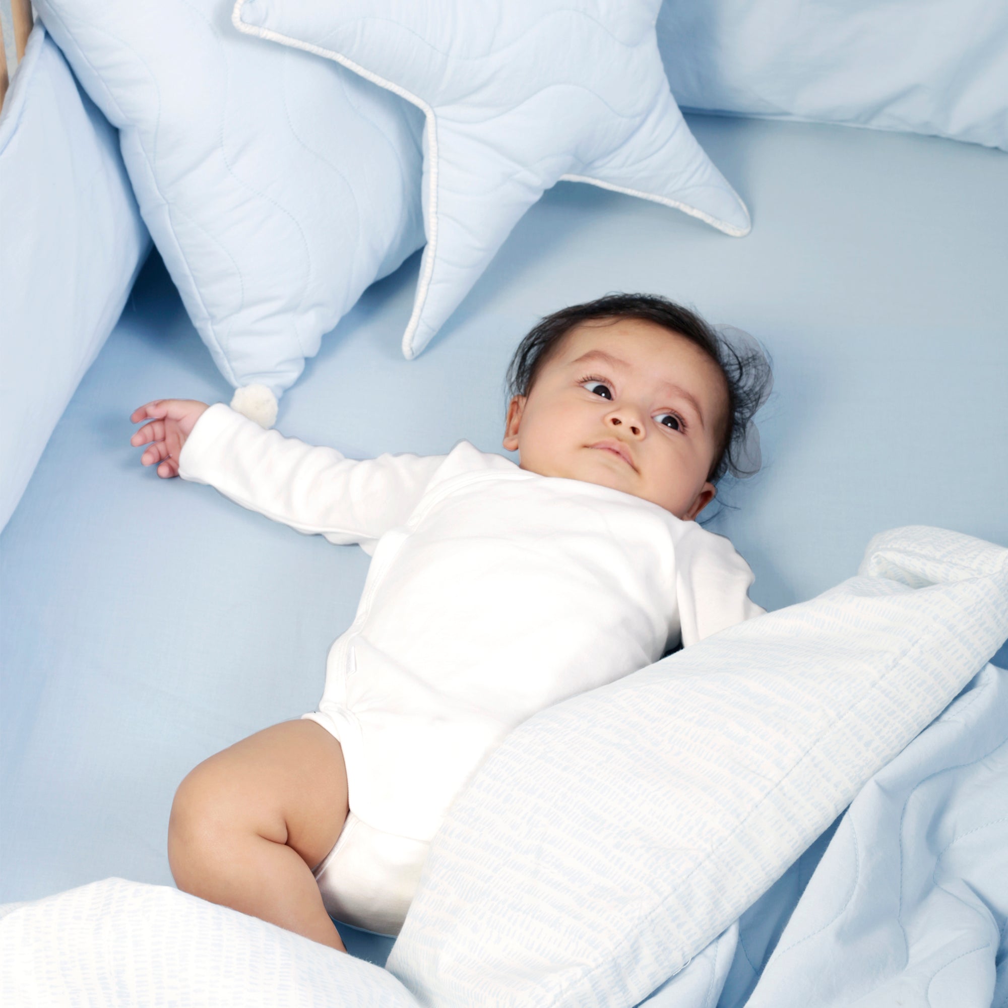 BABY BLUE FITTED CRIB SHEET - TULO BABY