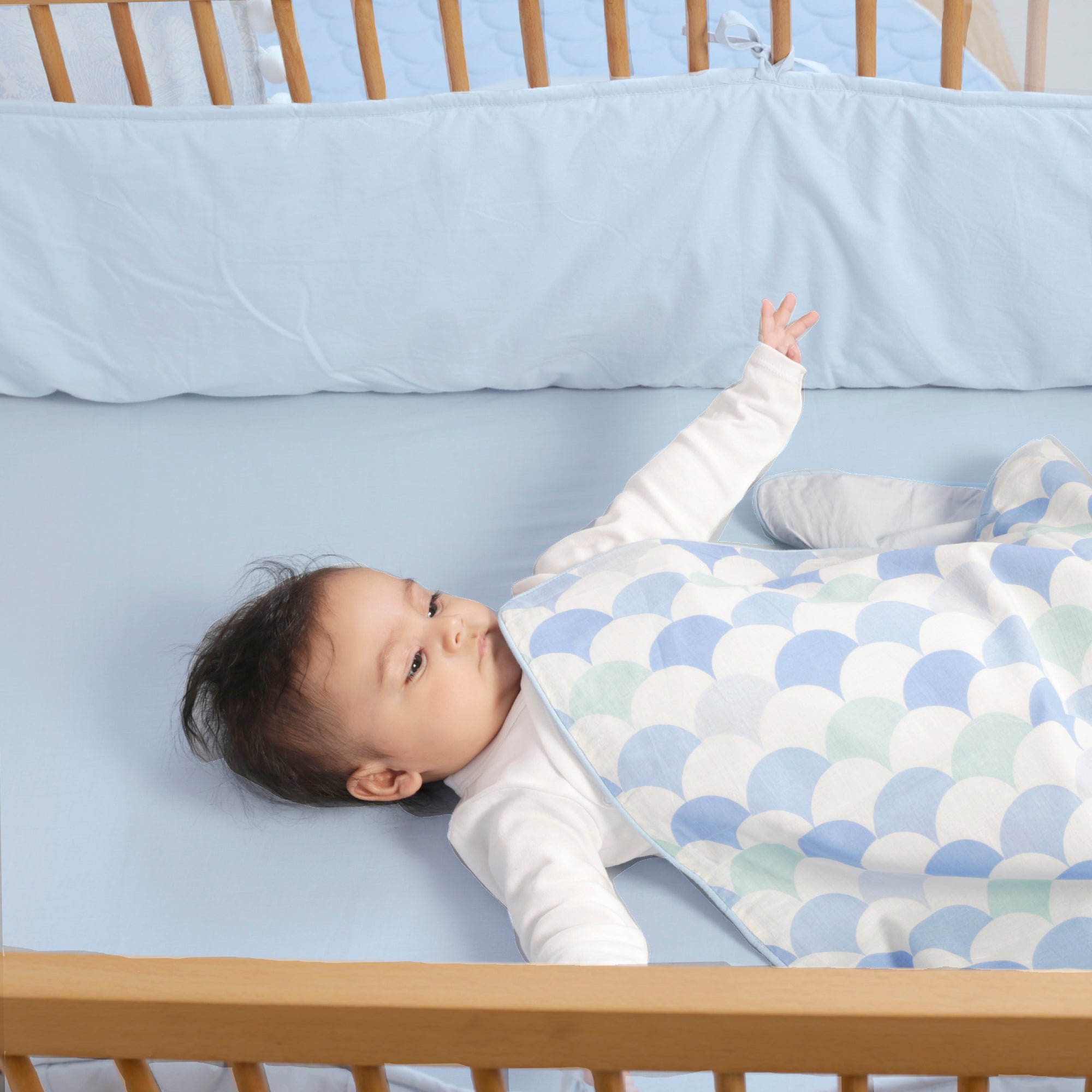 BABY BLUE FITTED CRIB SHEET - TULO BABY