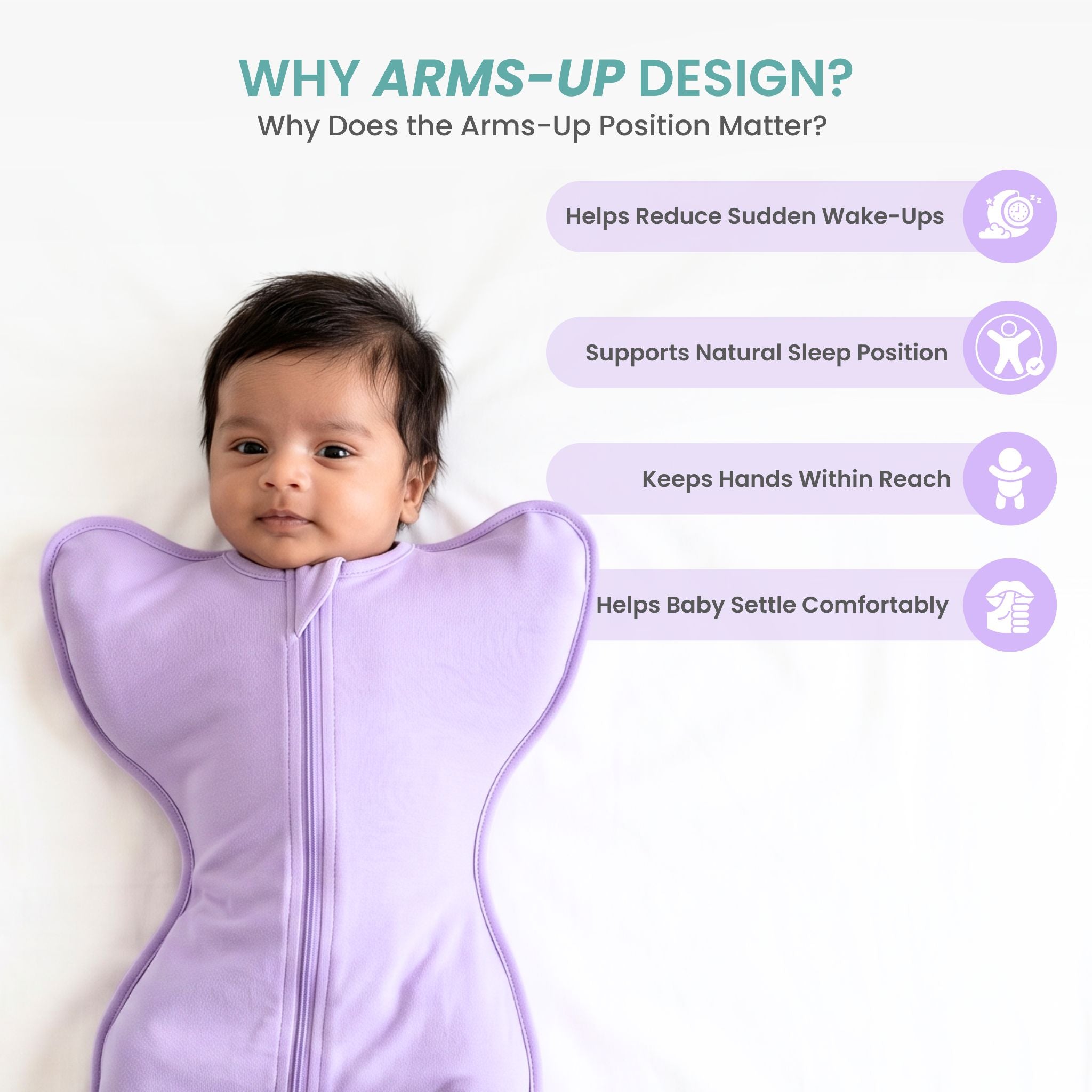 SLEEPING POD SWADDLE FOR BABIES (1.2 TOG) - LILAC  | TULO BABY