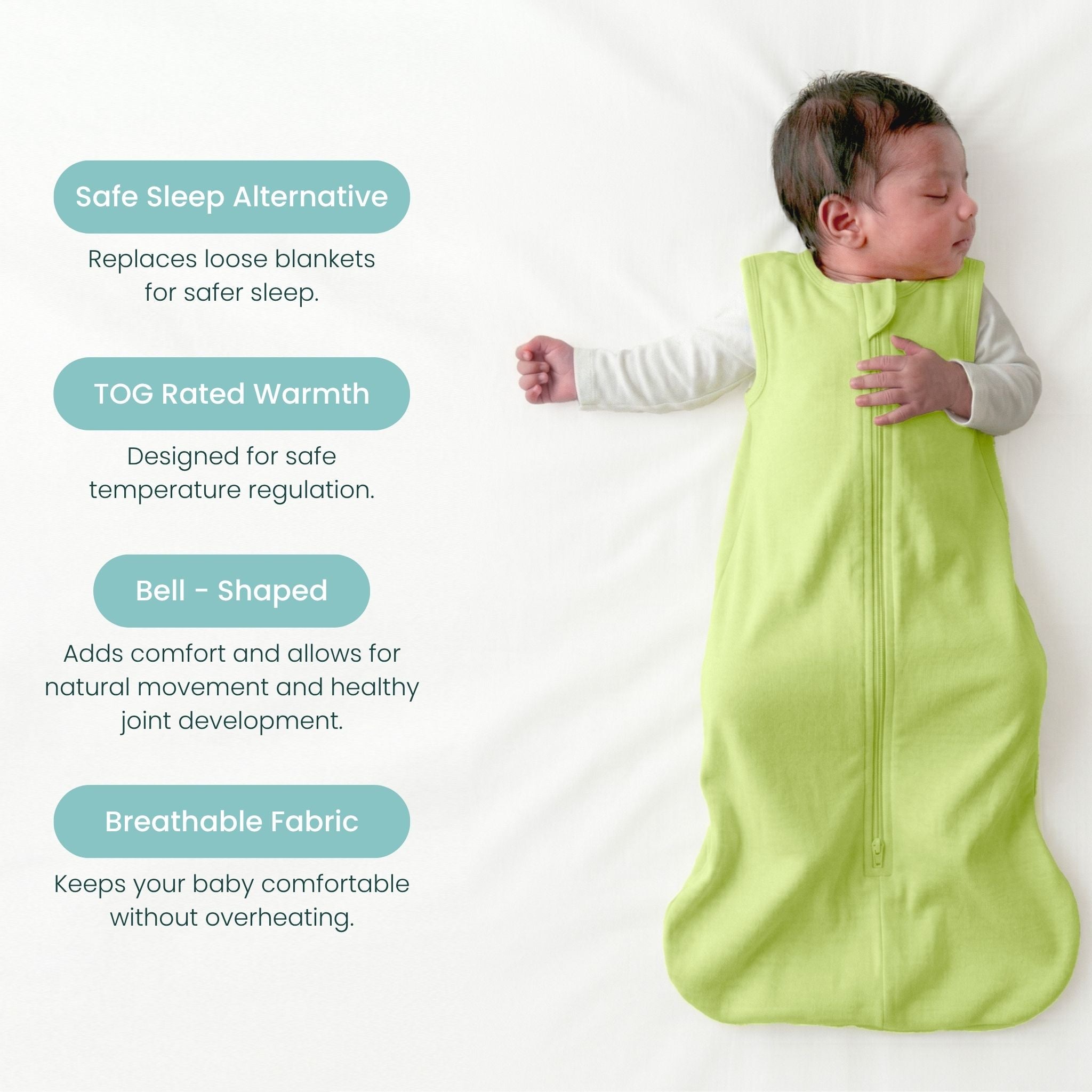 BABY SLEEPING BAG (1.2 TOG) - SHADOW LIME | TULO BABY