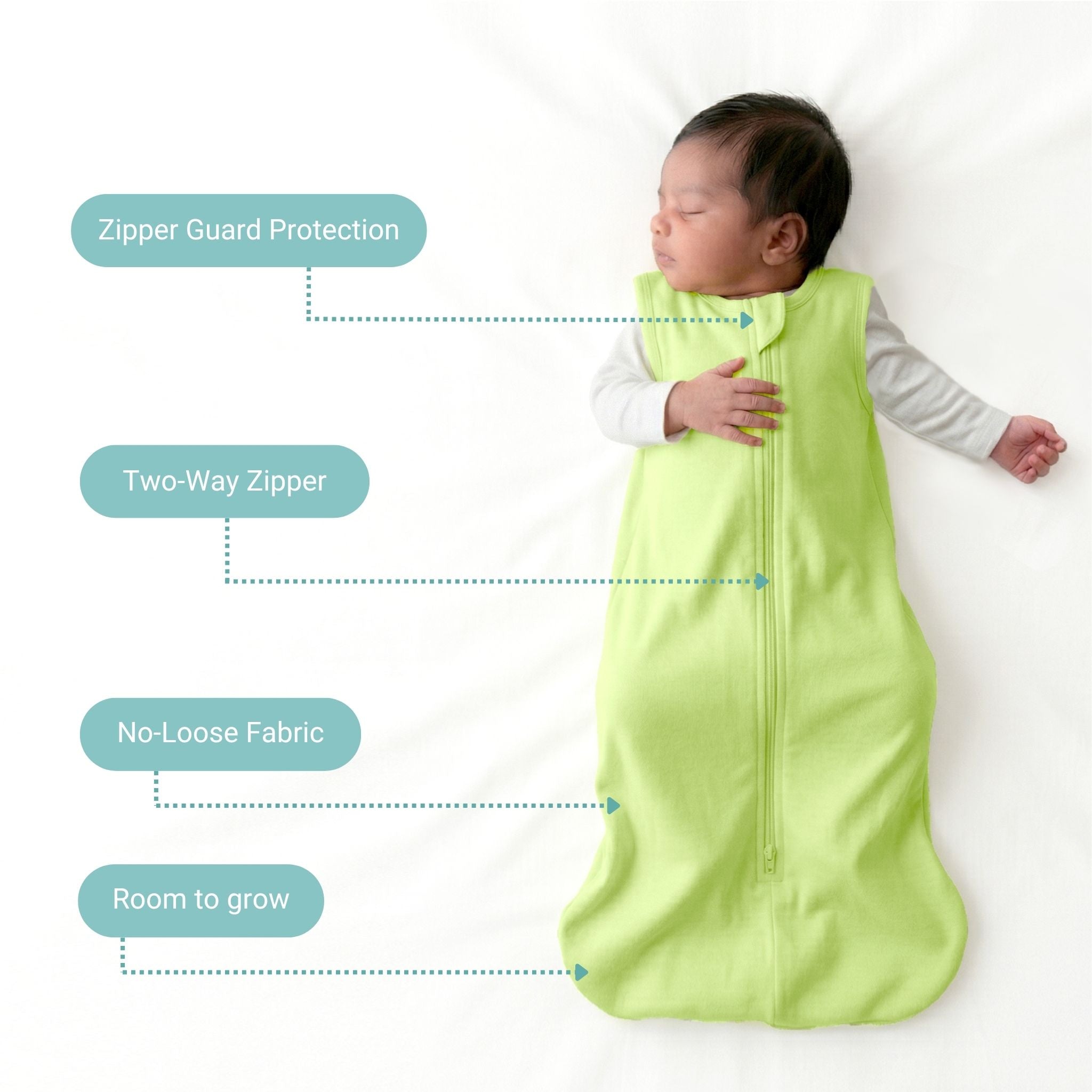 BABY SLEEPING BAG (1.2 TOG) - SHADOW LIME | TULO BABY