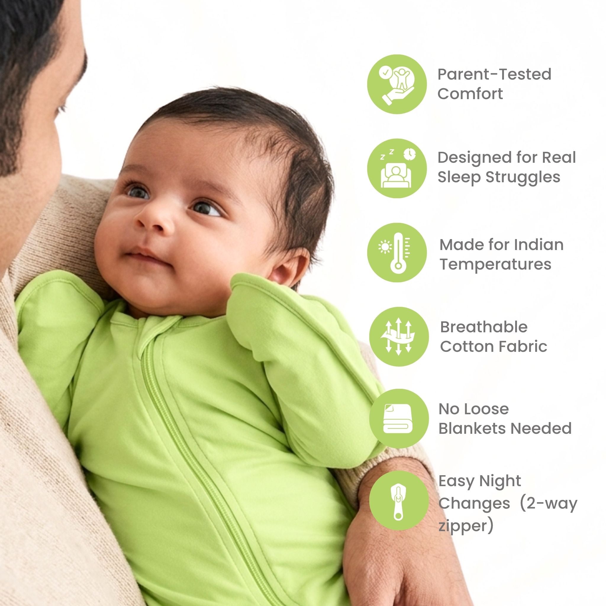 SLEEPING POD SWADDLE FOR BABIES (1.2 TOG) - SHADOW LIME | TULO BABY