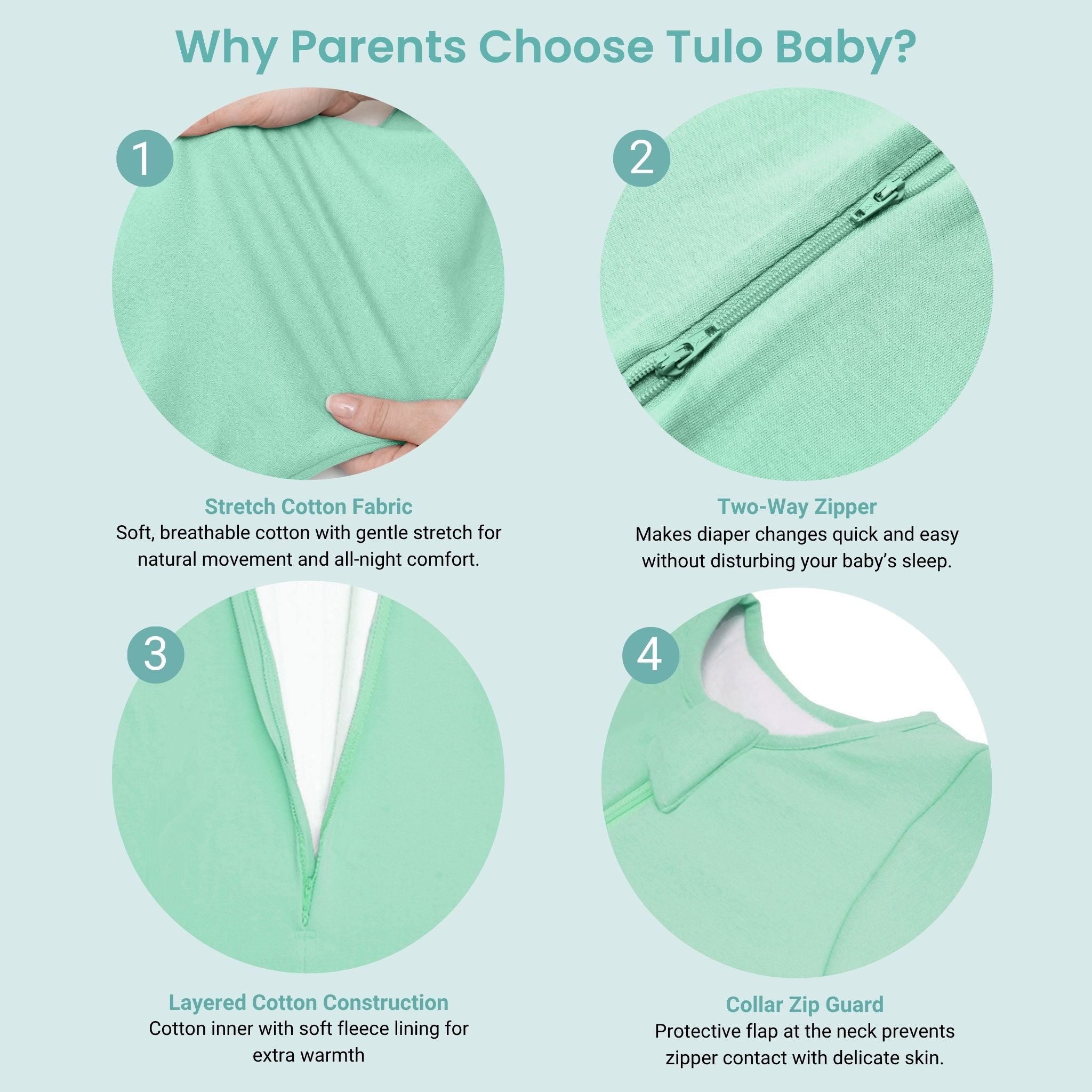 SLEEPING POD SWADDLE FOR BABIES (2.5 TOG) - SEA GREEN | TULO BABY
