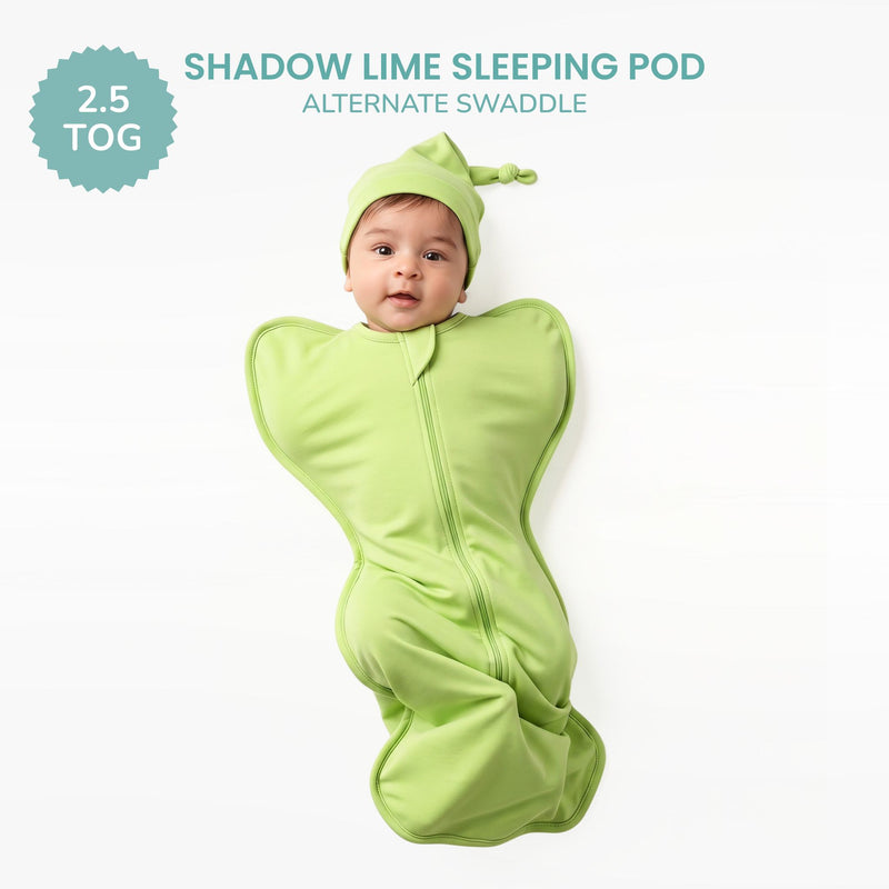 SLEEPING POD SWADDLE FOR BABIES (2.5 TOG) - SHADOW LIME | TULO BABY