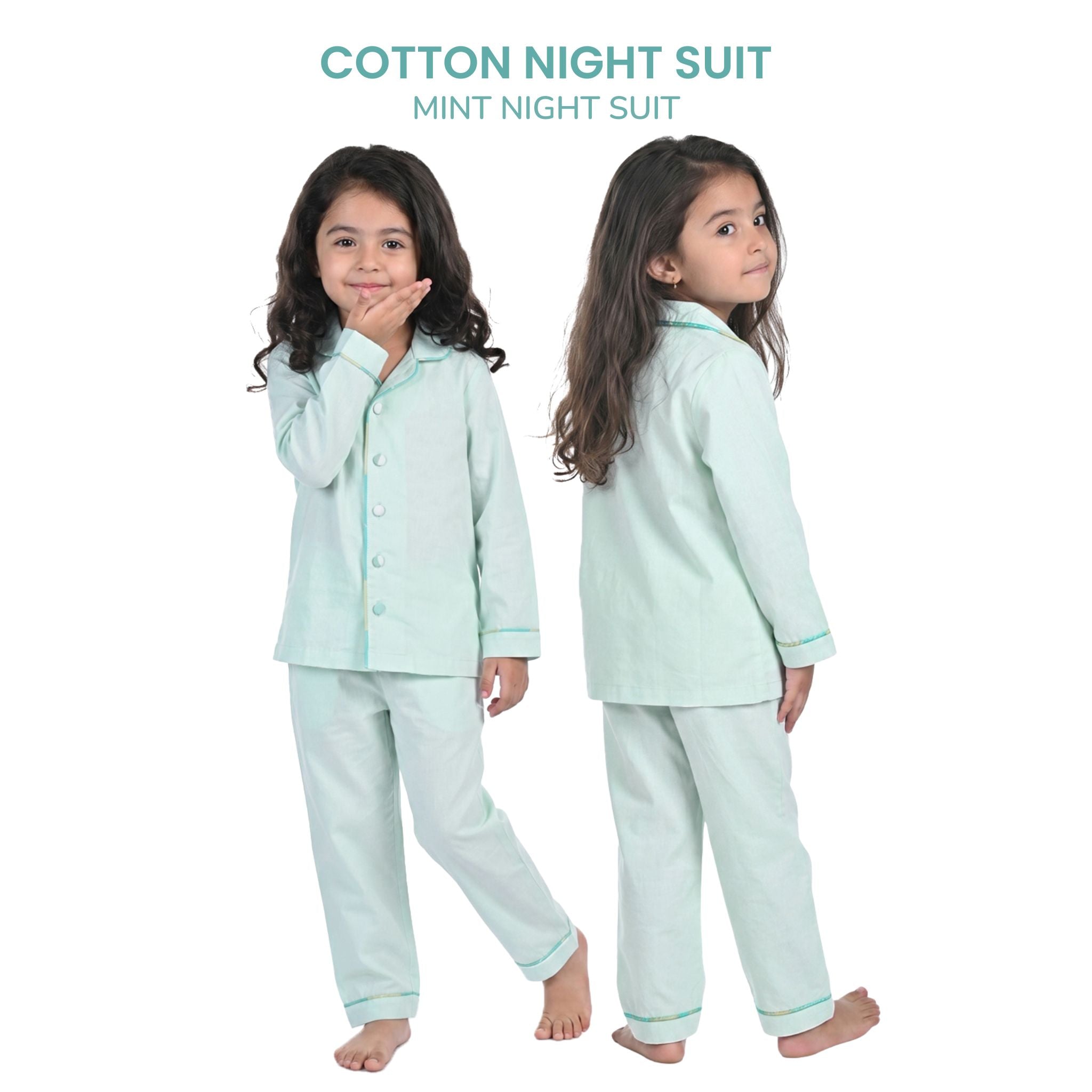 COTTON NIGHT SUIT - MINT | SLEEPWEAR | TULO BABY