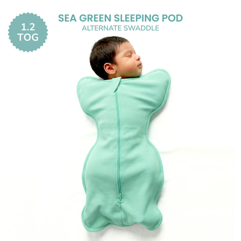 SLEEPING POD SWADDLE FOR BABIES (1.2 TOG) - SEA GREEN  | TULO BABY