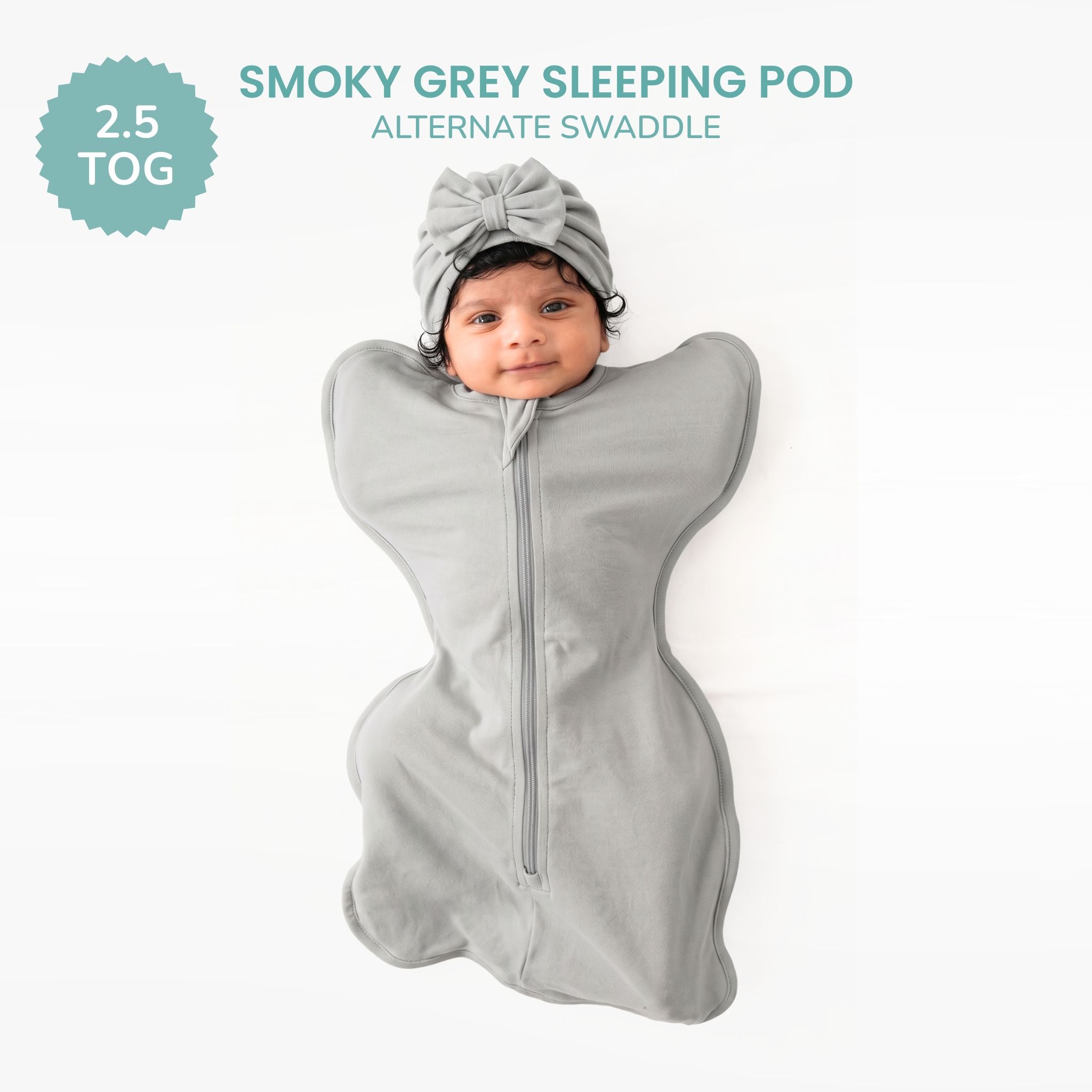 SLEEPING POD SWADDLE FOR BABIES (2.5 TOG) - SMOKY GREY | TULO BABY