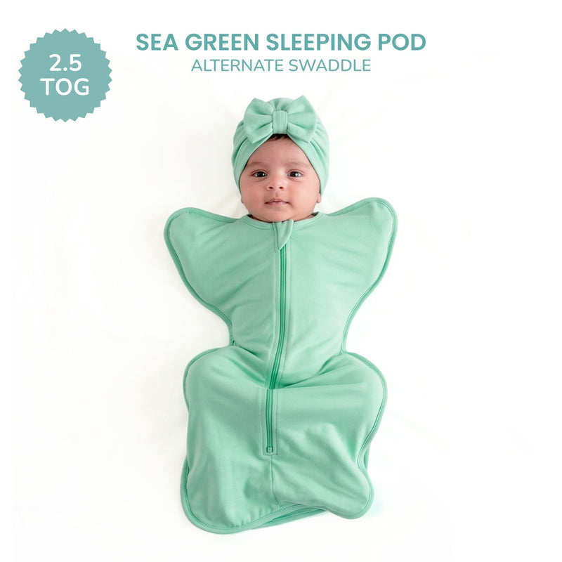 SLEEPING POD SWADDLE FOR BABIES (2.5 TOG) - SEA GREEN | TULO BABY