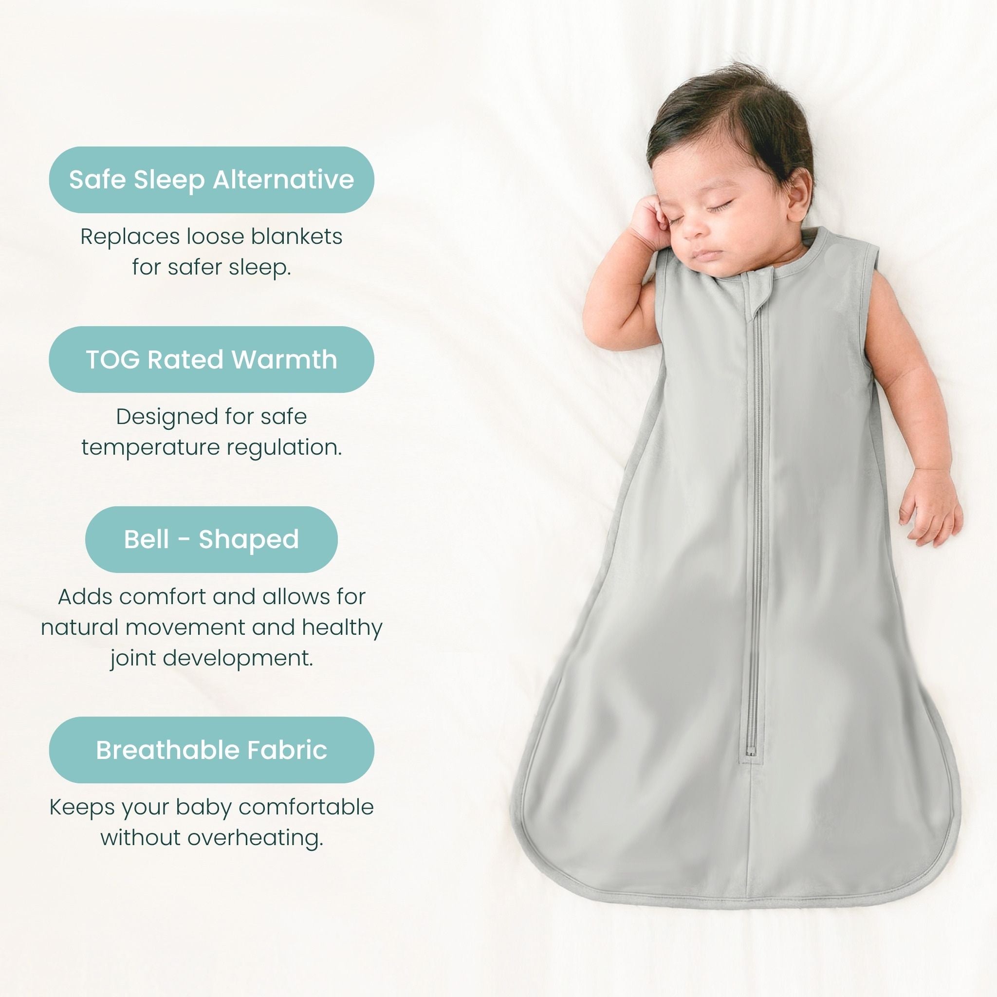 BABY SLEEPING BAG (0.6 TOG) - SMOKY GREY | TULO BABY