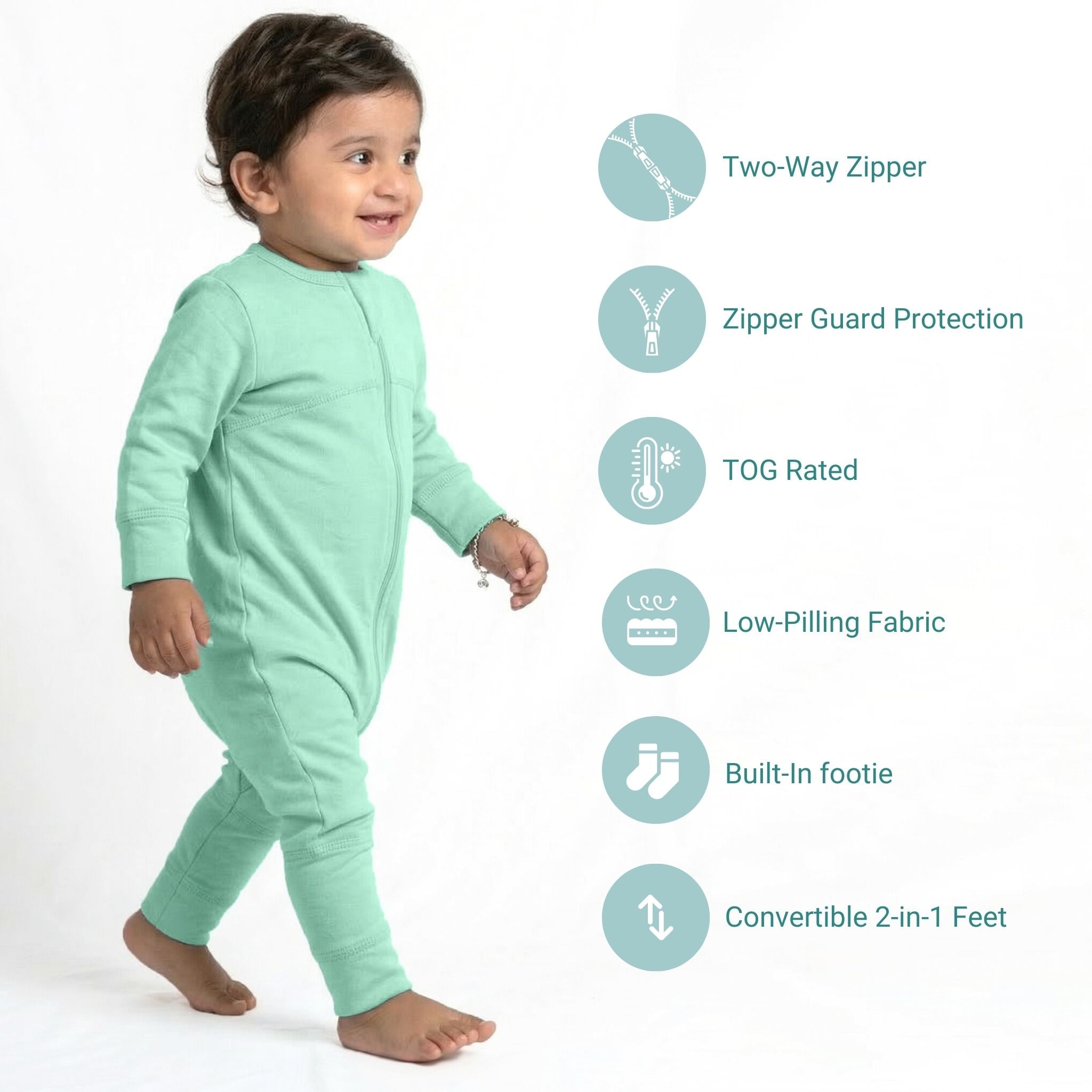 SLEEPSUIT (1.2 TOG) - SEA GREEN | TULO BABY