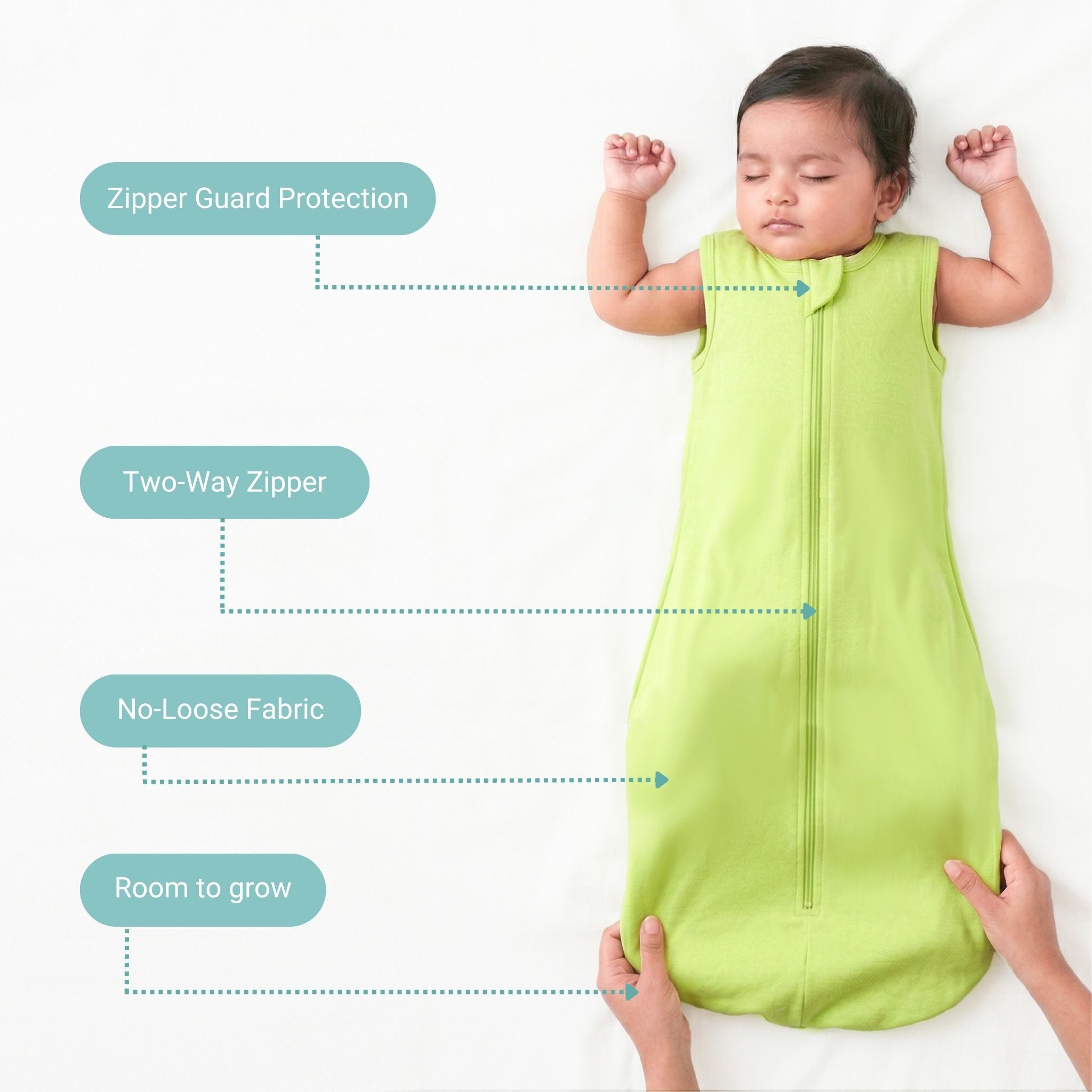 BABY SLEEPING BAG (0.6 TOG) - SHADOW LIME | TULO BABY