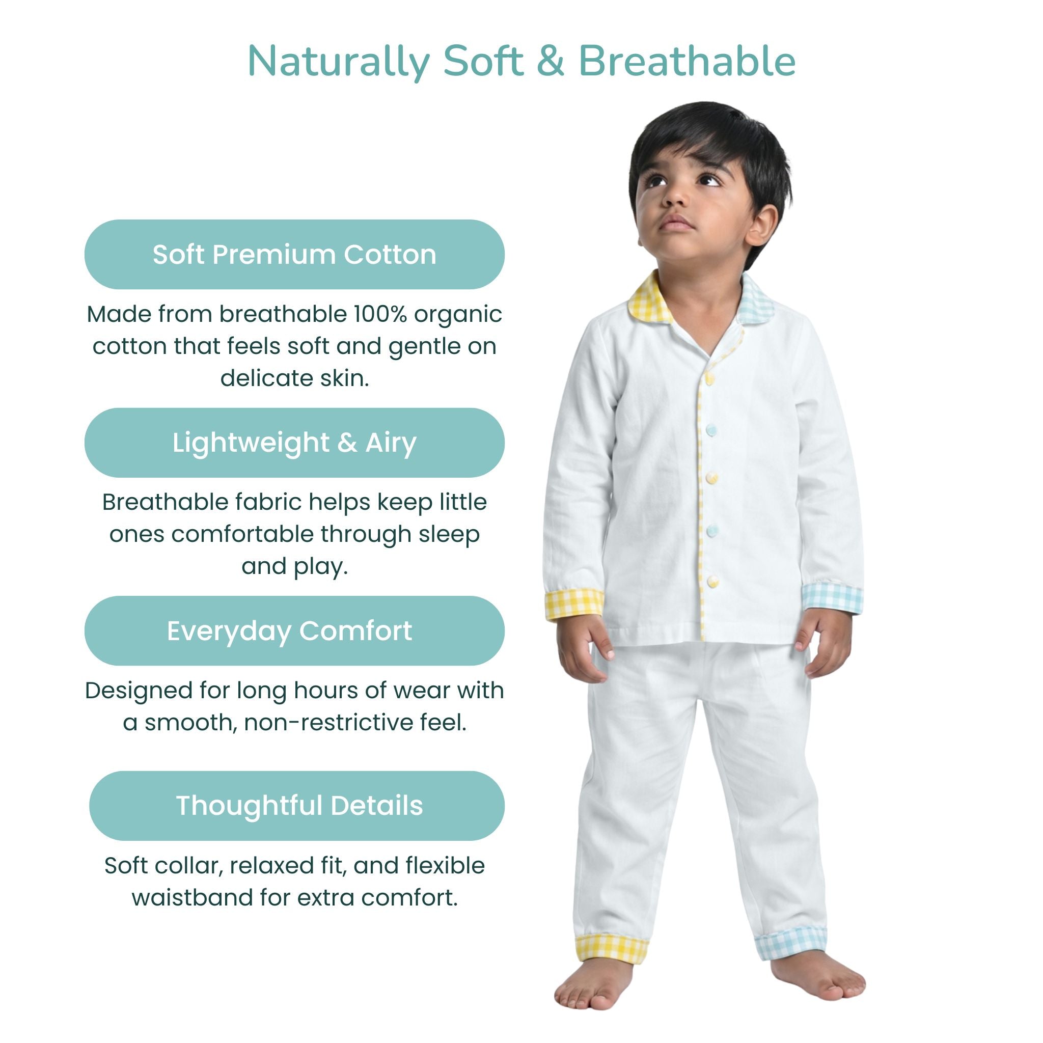 COTTON NIGHT SUIT - CREAM | SLEEPWEAR | TULO BABY