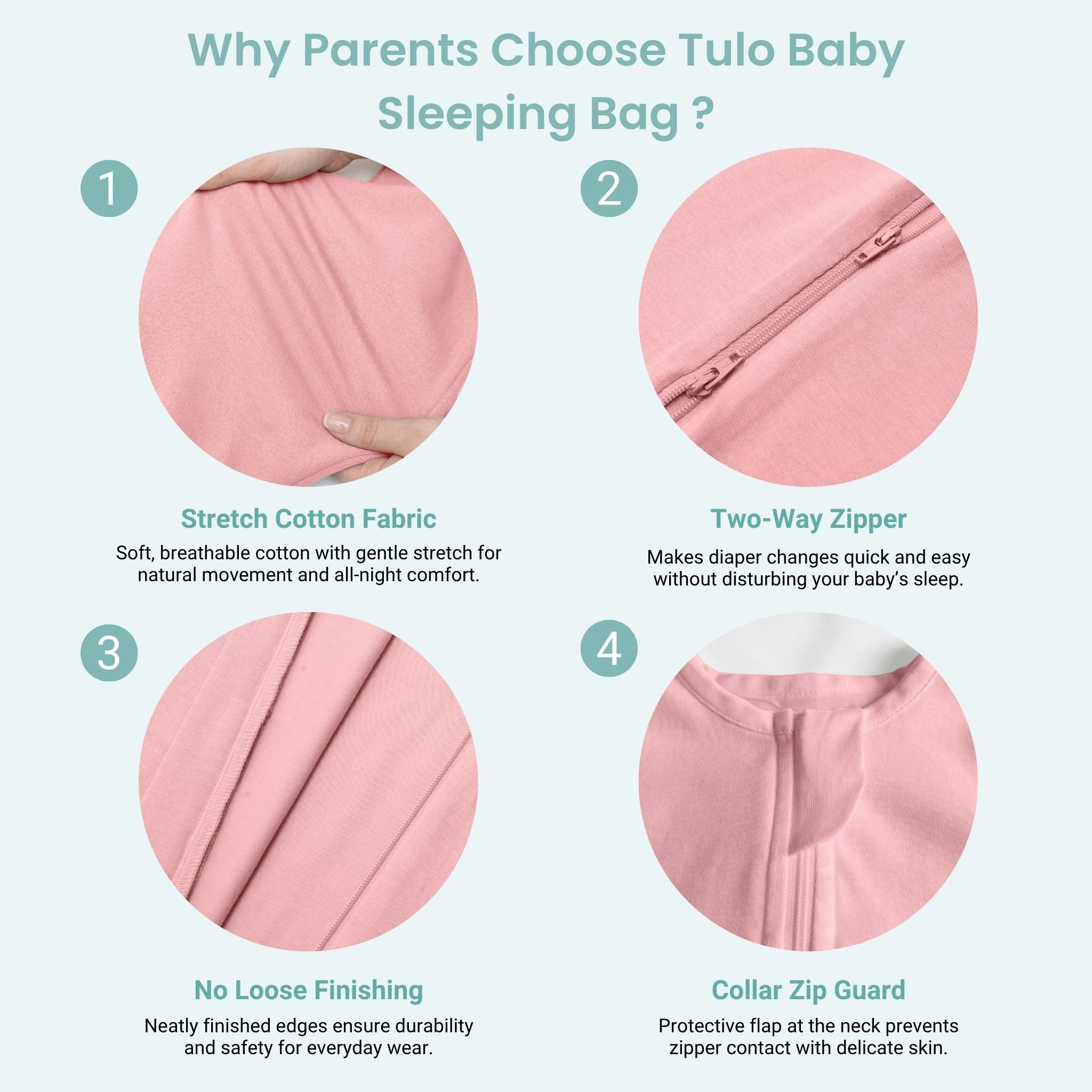 BABY SLEEPING BAG (1.2 TOG) - DESSERT ROSE | TULO BABY