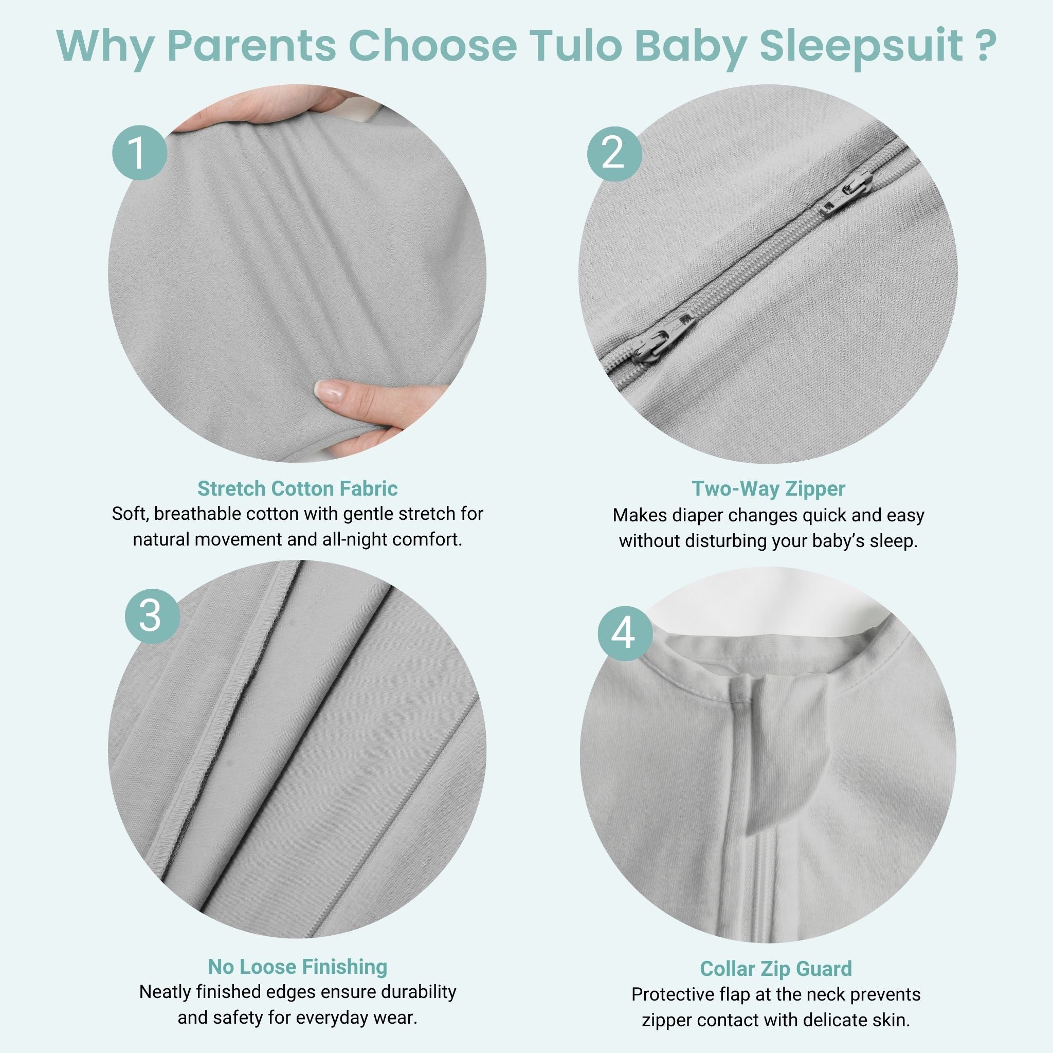 SLEEPSUIT (0.6 TOG) - SMOKY GREY | TULO BABY