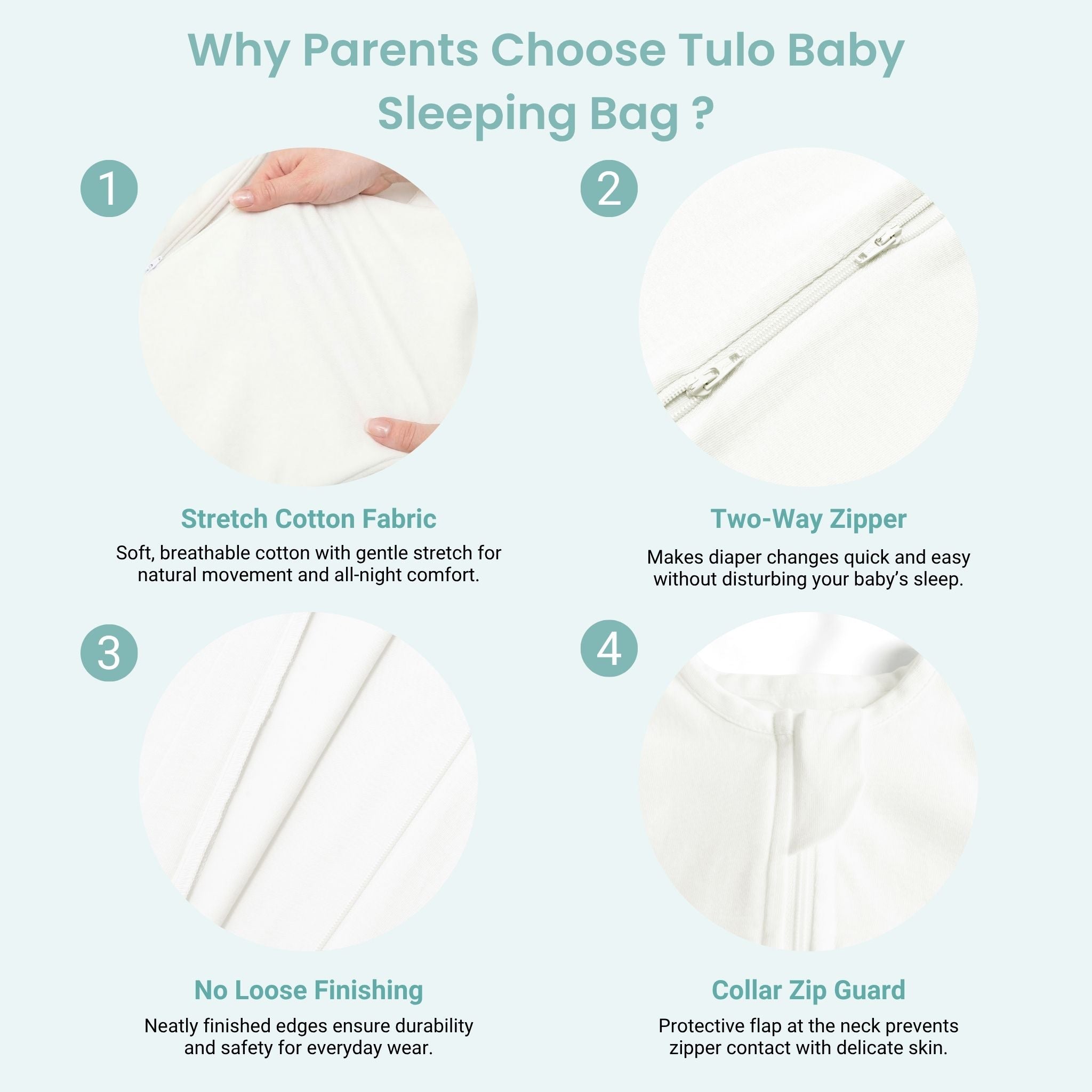 BABY SLEEPING BAG (0.6 TOG) - CREAM | TULO BABY