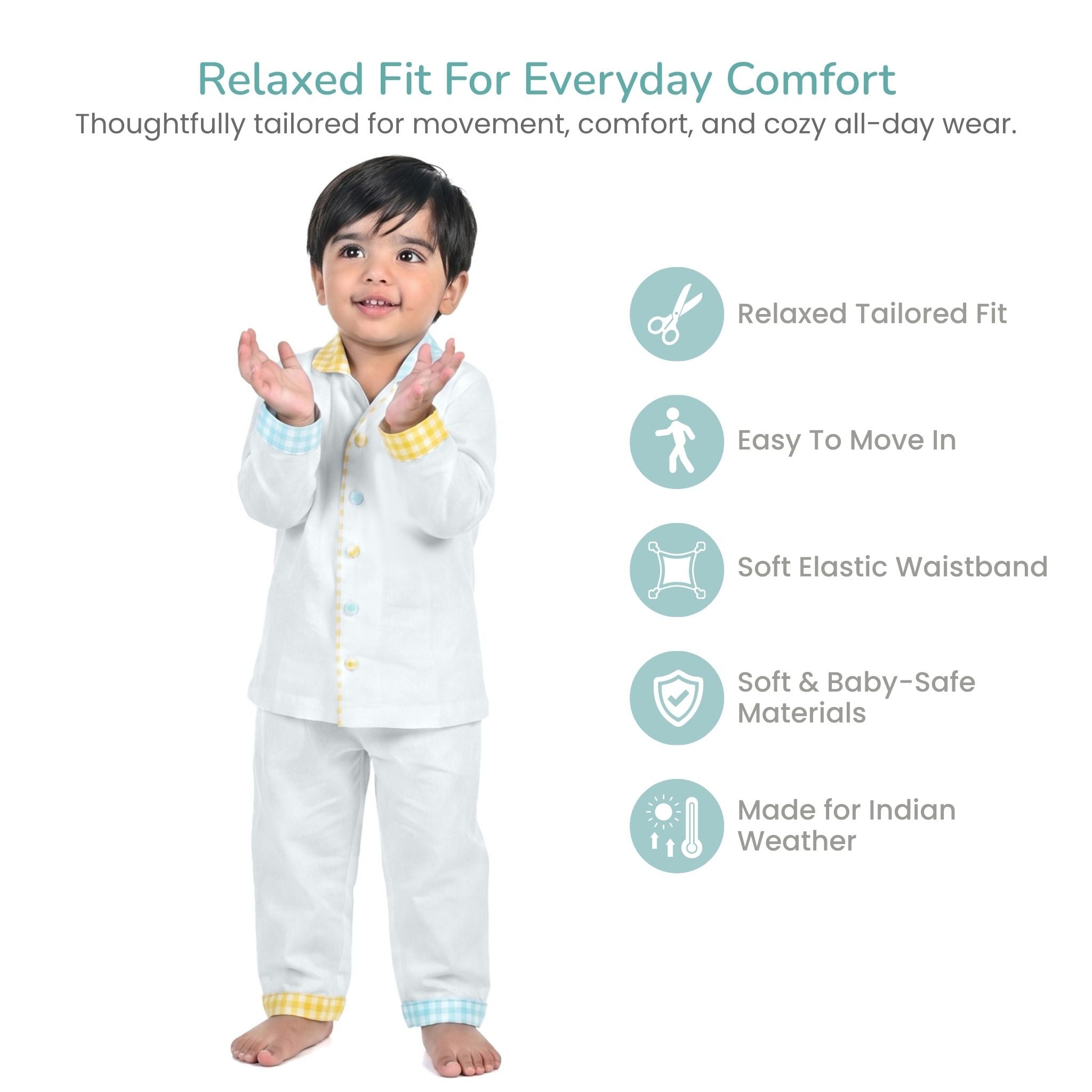COTTON NIGHT SUIT - CREAM | SLEEPWEAR | TULO BABY