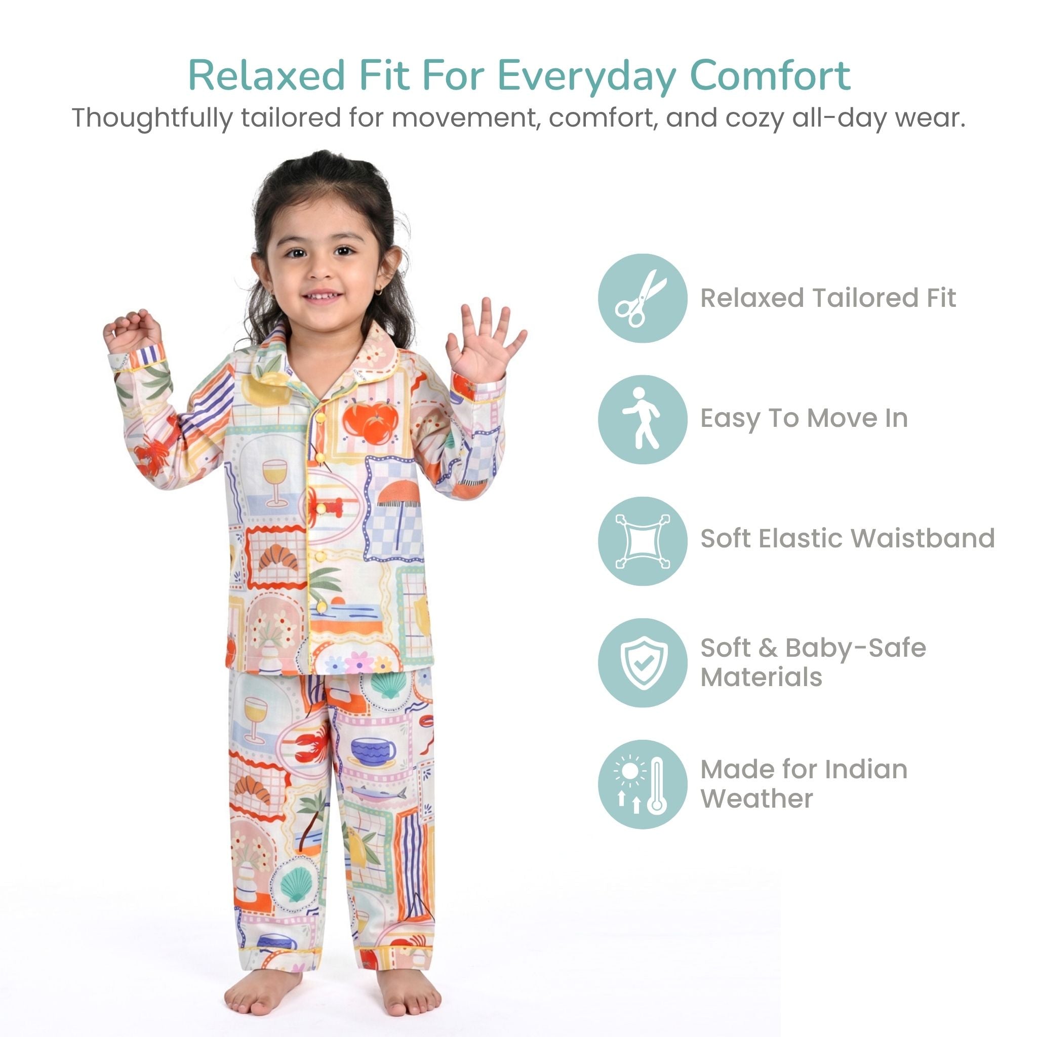 COTTON NIGHT SUIT - MEDITERRANEAN SUMMER  | SLEEPWEAR | TULO BABY