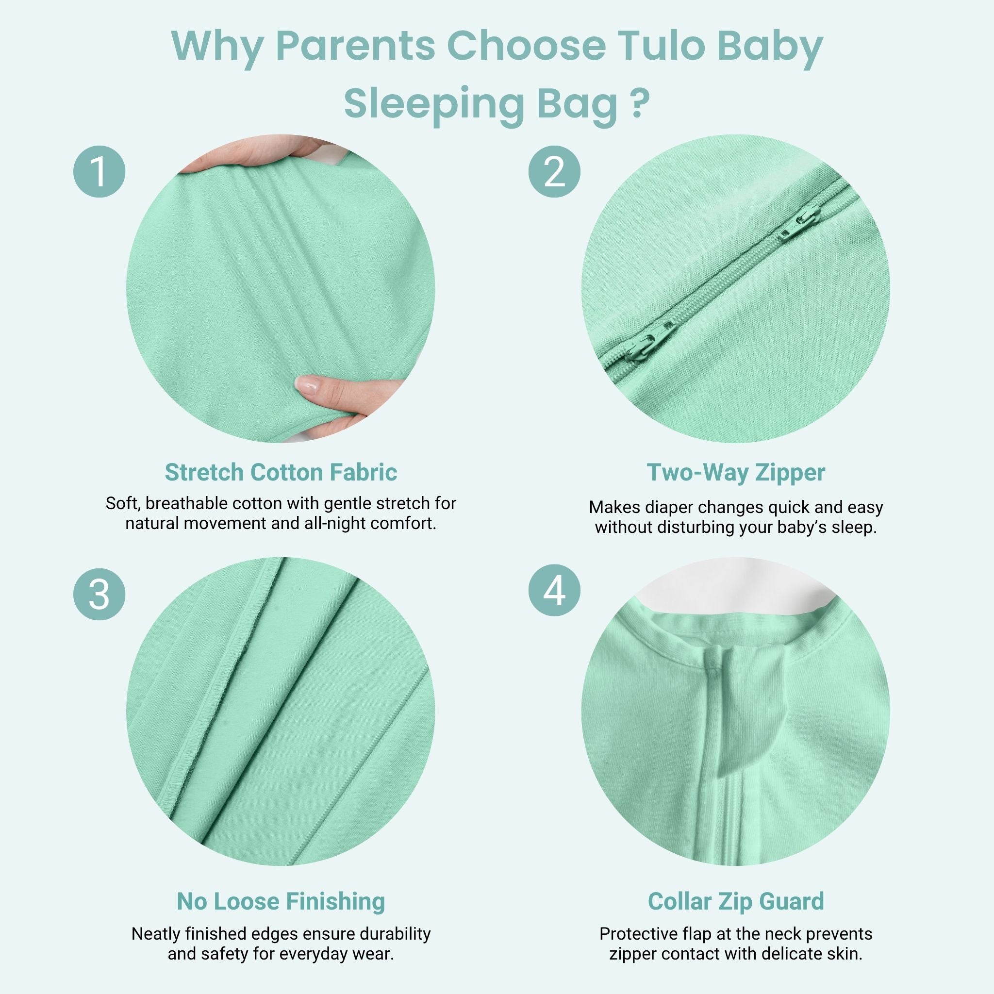 BABY SLEEPING BAG (0.6 TOG) - SEA GREEN | TULO BABY