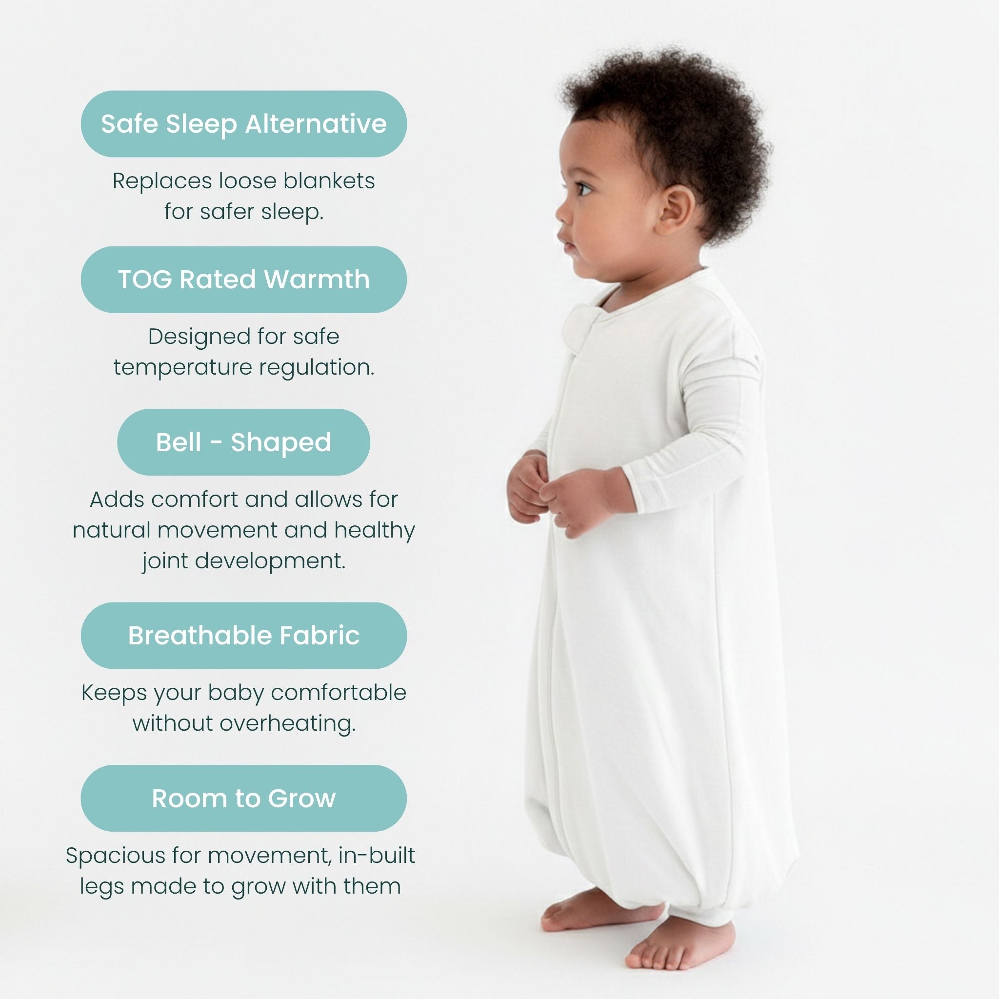 BABY SLEEPING BAG WITH FOOTIES AND SLEEVES (2.5 TOG) - CREAM | TULO BABY