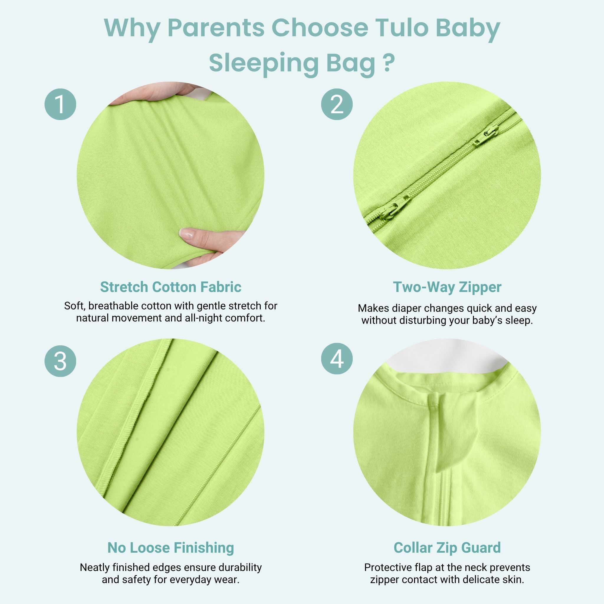 BABY SLEEPING BAG (0.6 TOG) - SHADOW LIME | TULO BABY