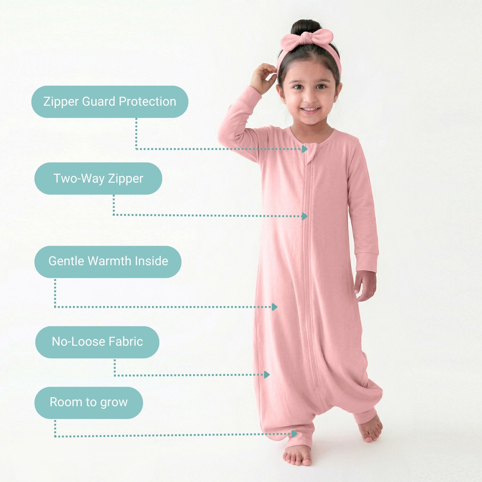 BABY SLEEPING BAG WITH FOOTIES AND SLEEVES (2.5 TOG) - DESSERT ROSE | TULO BABY