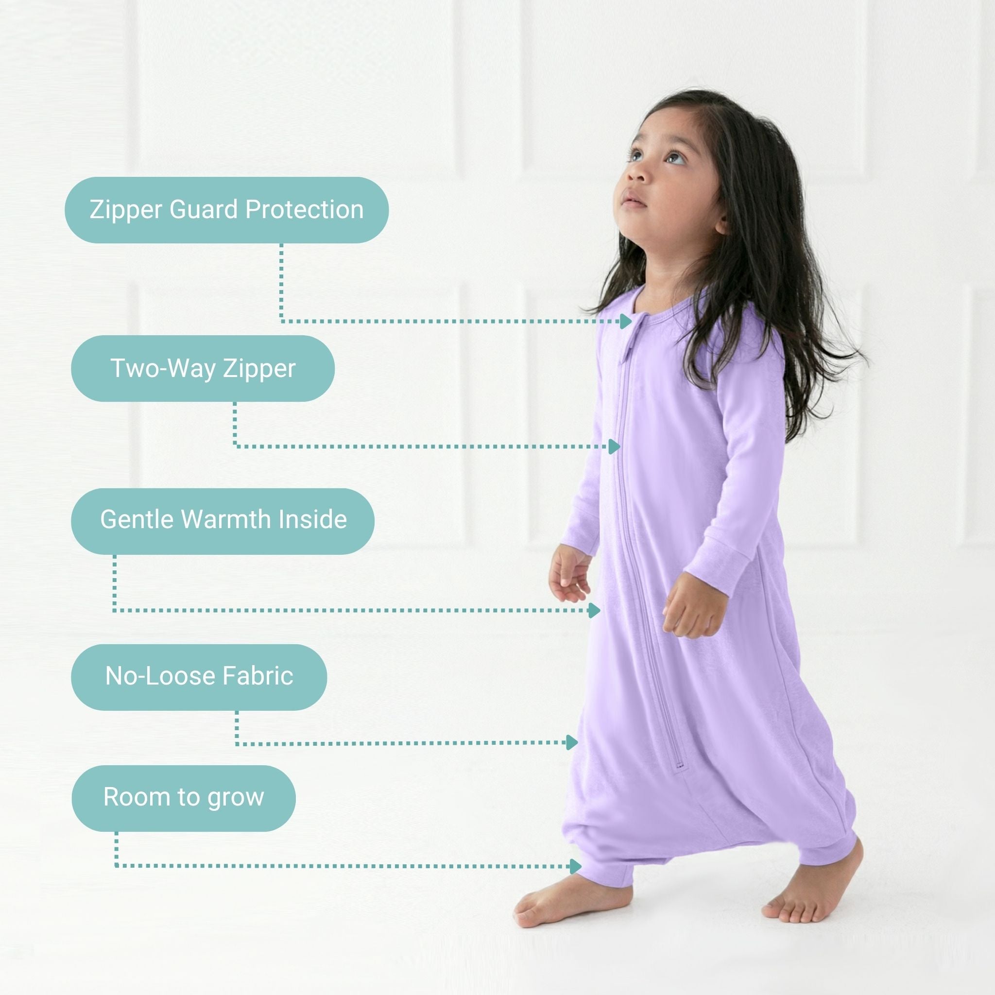 BABY SLEEPING BAG WITH FOOTIES AND SLEEVES (2.5 TOG) - LILAC | TULO BABY