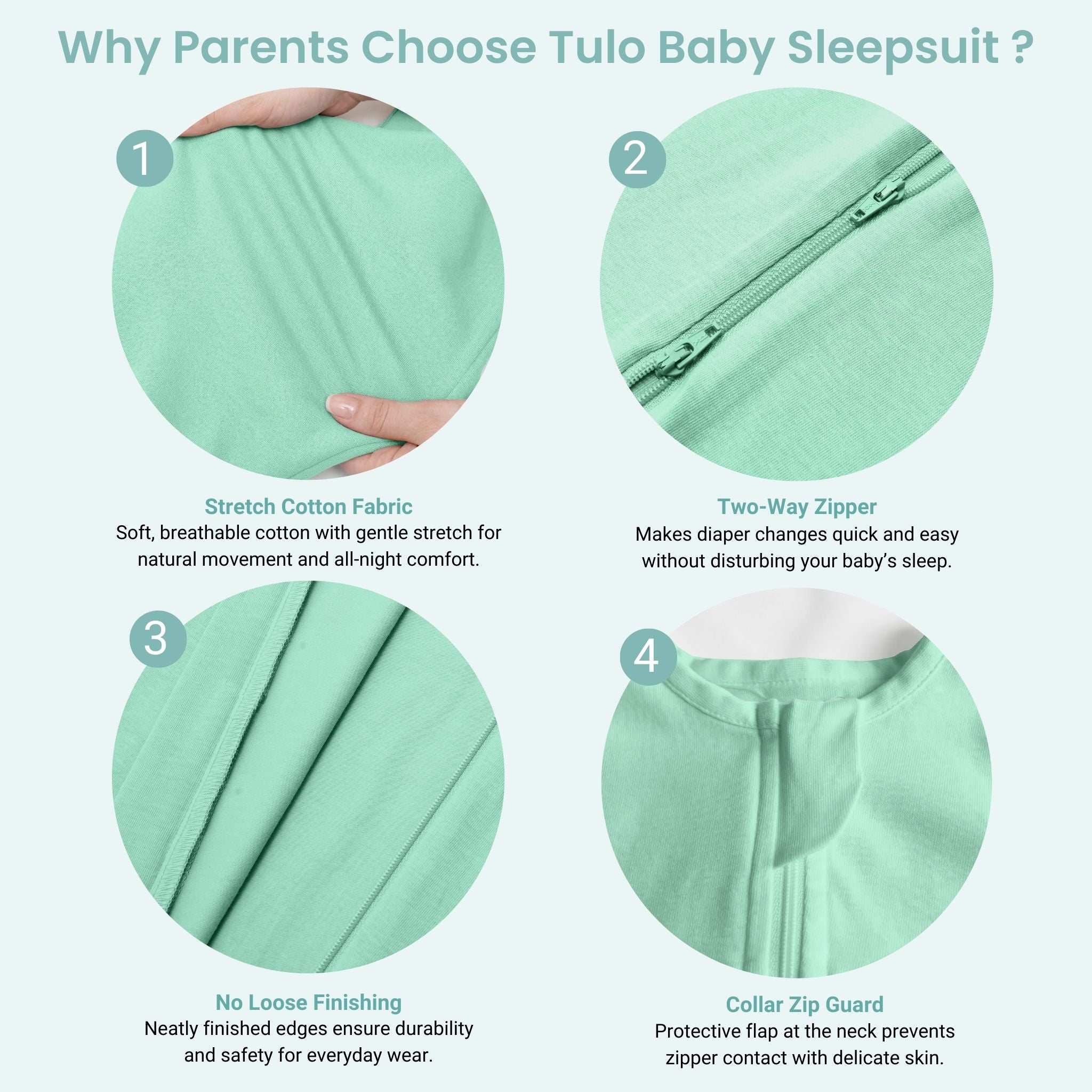 SLEEPSUIT (1.2 TOG) - SEA GREEN | TULO BABY