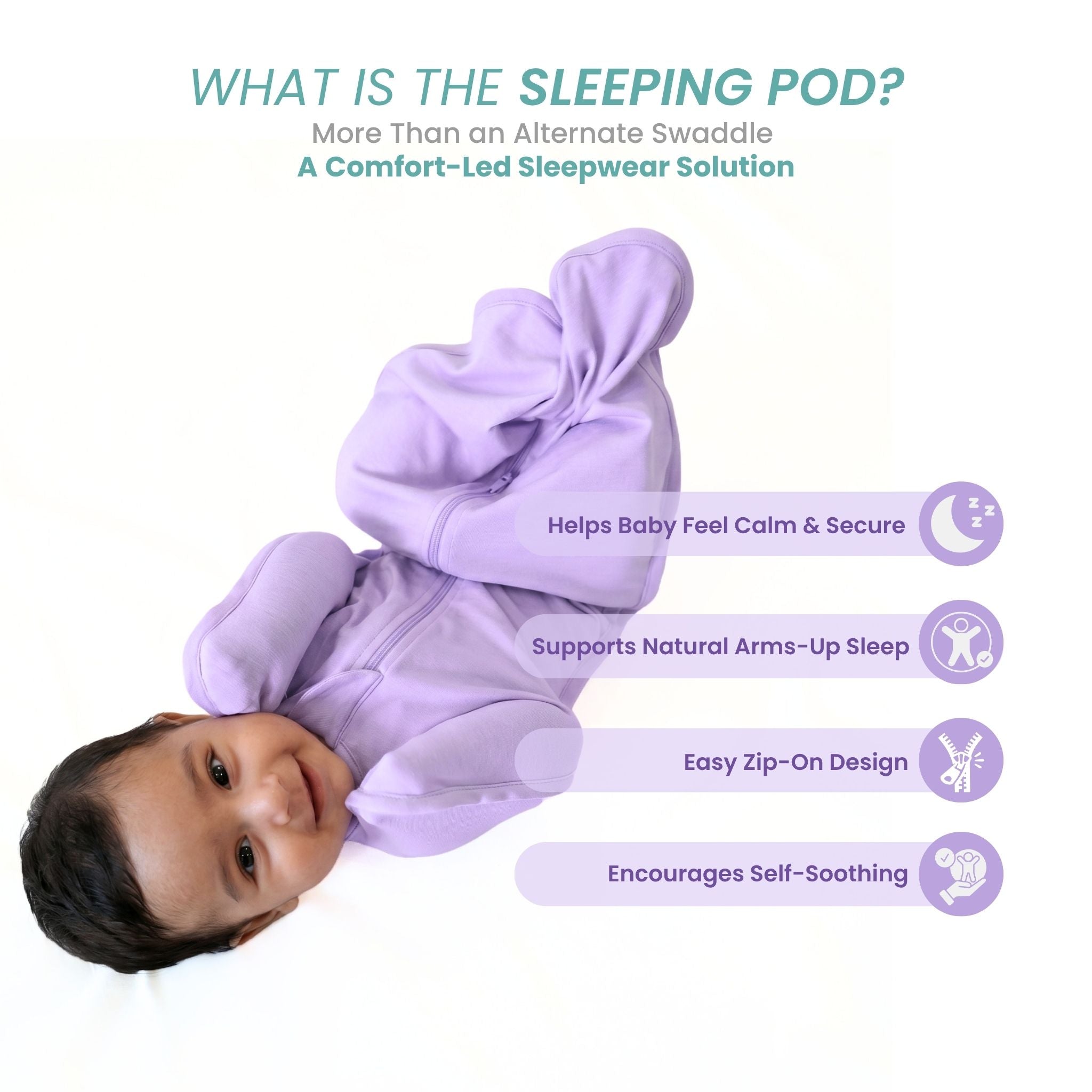 SLEEPING POD SWADDLE FOR BABIES (0.6 TOG) - LILAC  | TULO BABY