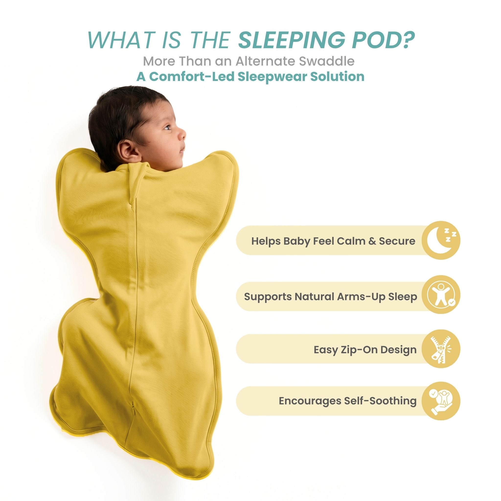 SLEEPING POD SWADDLE FOR BABIES (0.6 TOG) - YOLK YELLOW  | TULO BABY
