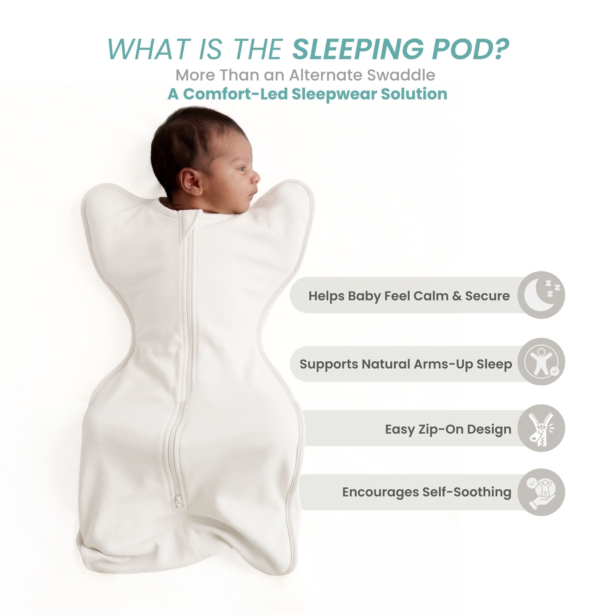 SLEEPING POD SWADDLE FOR BABIES (0.6 TOG) - CREAM  | TULO BABY