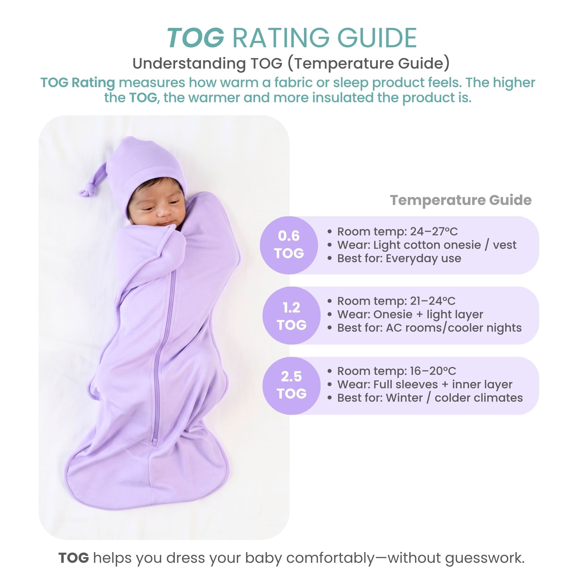 SLEEPING POD SWADDLE FOR BABIES (2.5 TOG) - LILAC | TULO BABY