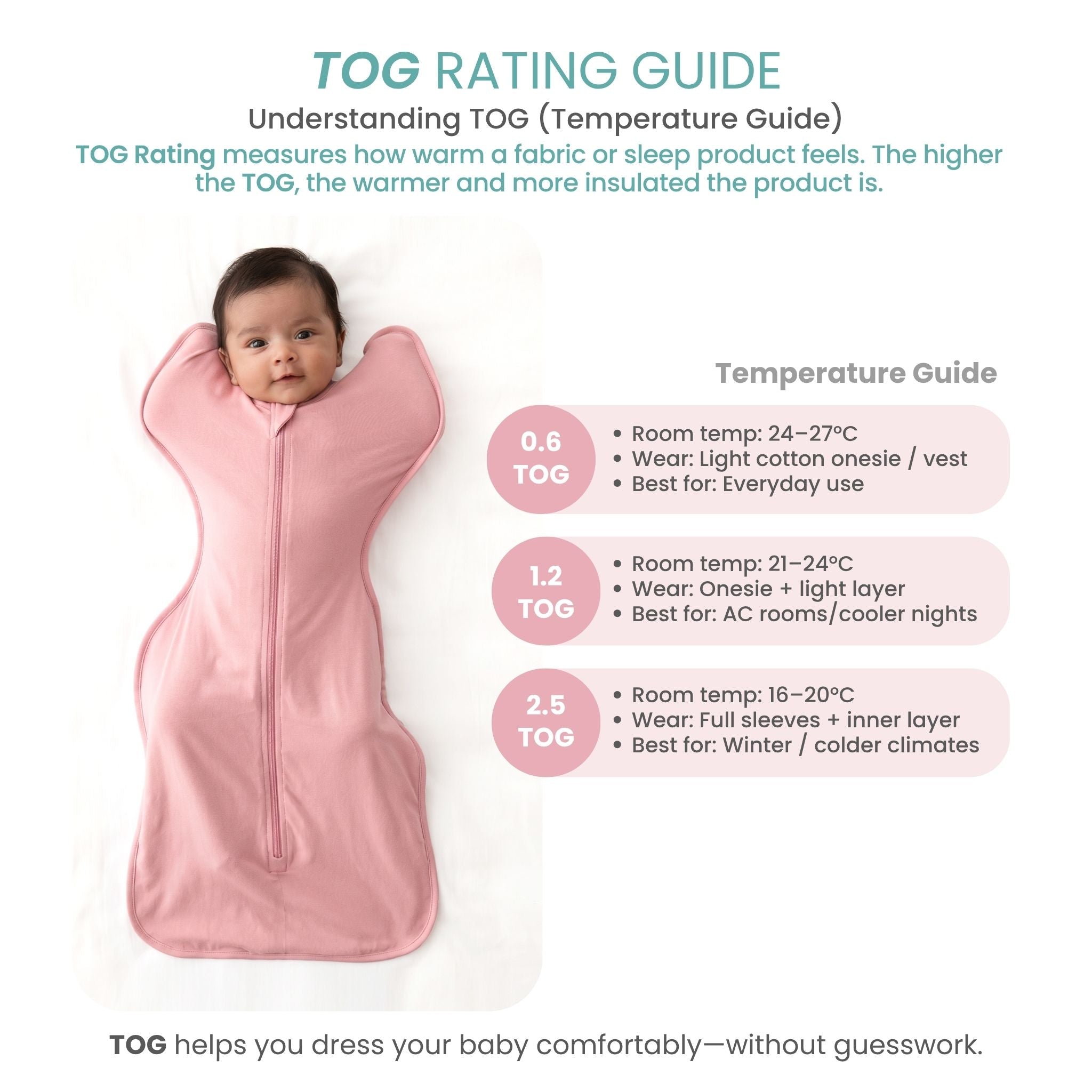 SLEEPING POD SWADDLE FOR BABIES (1.2 TOG) - DESSERT ROSE | TULO BABY