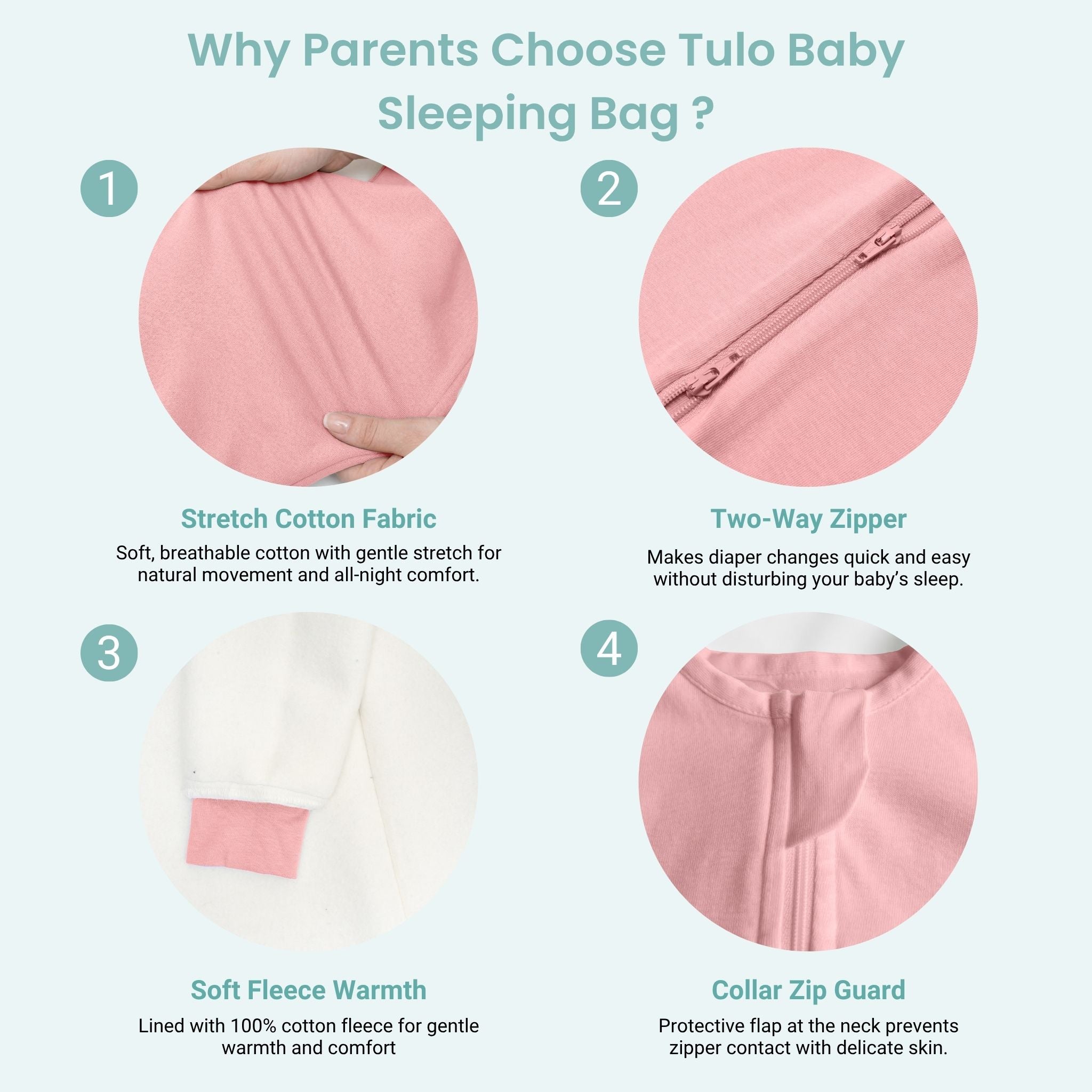 BABY SLEEPING BAG WITH FOOTIES AND SLEEVES (2.5 TOG) - DESSERT ROSE | TULO BABY